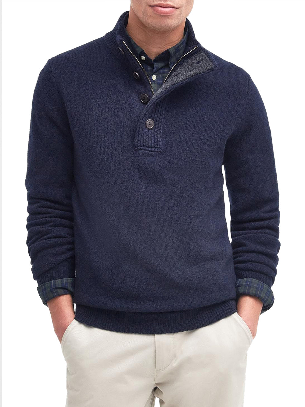 Pullover Barbour Essential Patch Half da Uomo - Blu