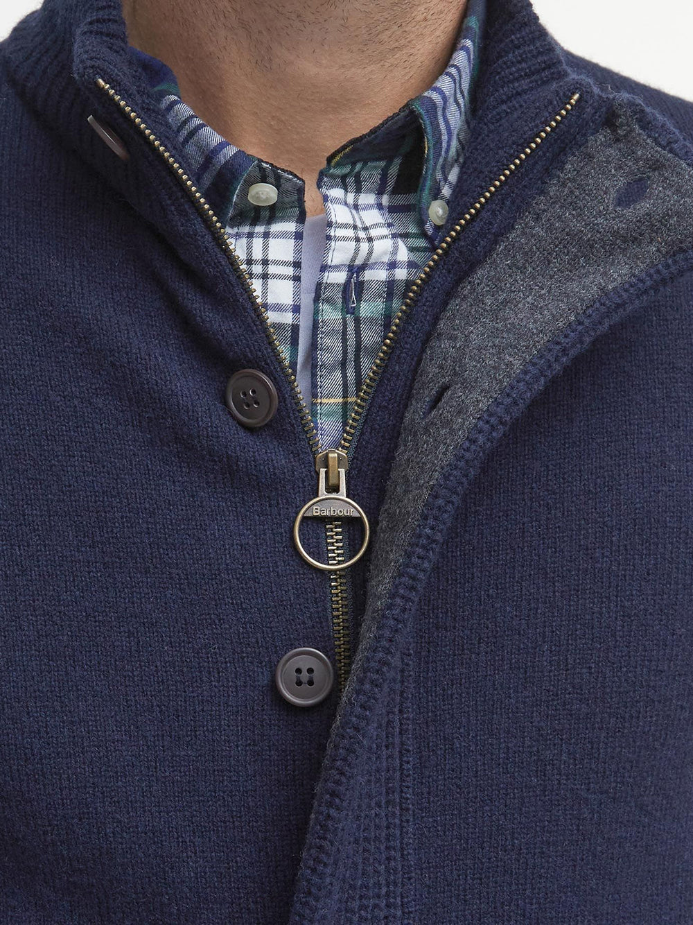 Cardigan Barbour Essential Patch Zip da Uomo - Blu