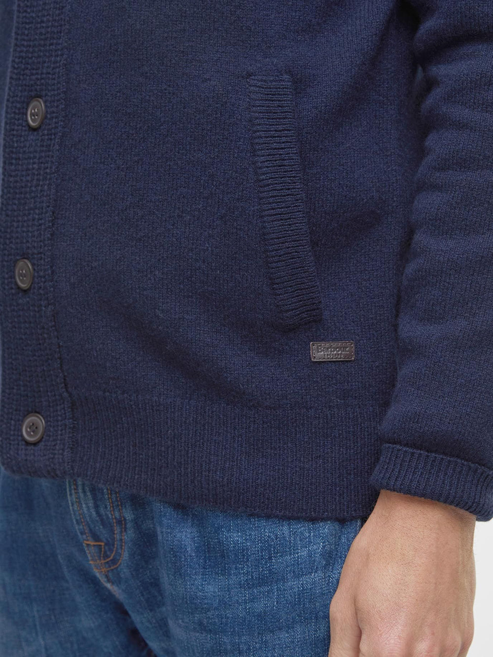 Cardigan Barbour Essential Patch Zip da Uomo - Blu