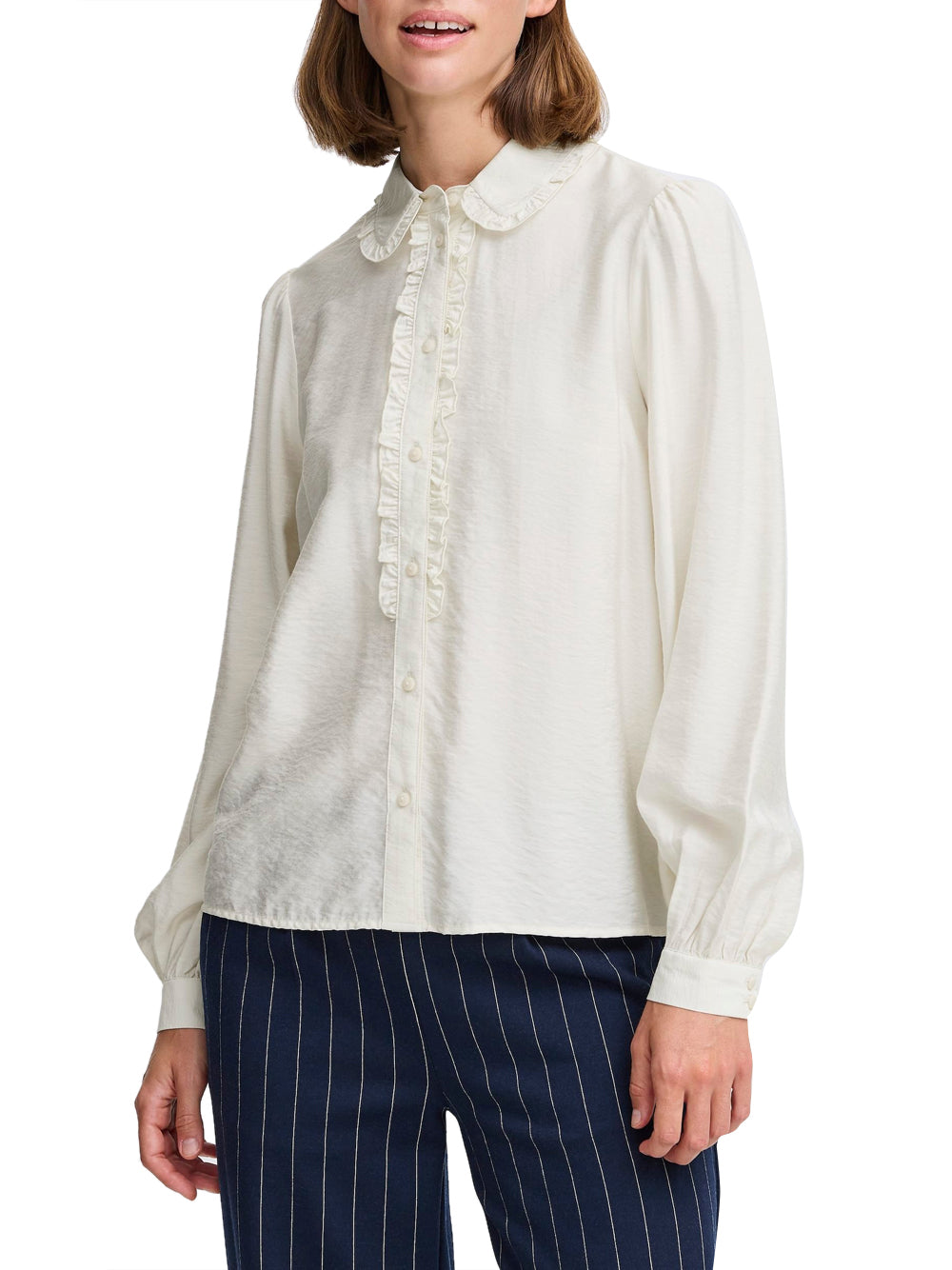 Camicia b.young Byibine Frill da Donna - Bianco