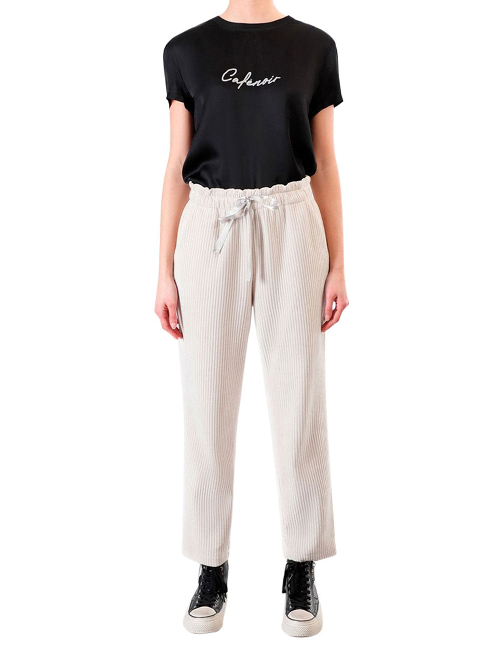 Pantalone Jogger CafèNoir Velluto da Donna - Bianco