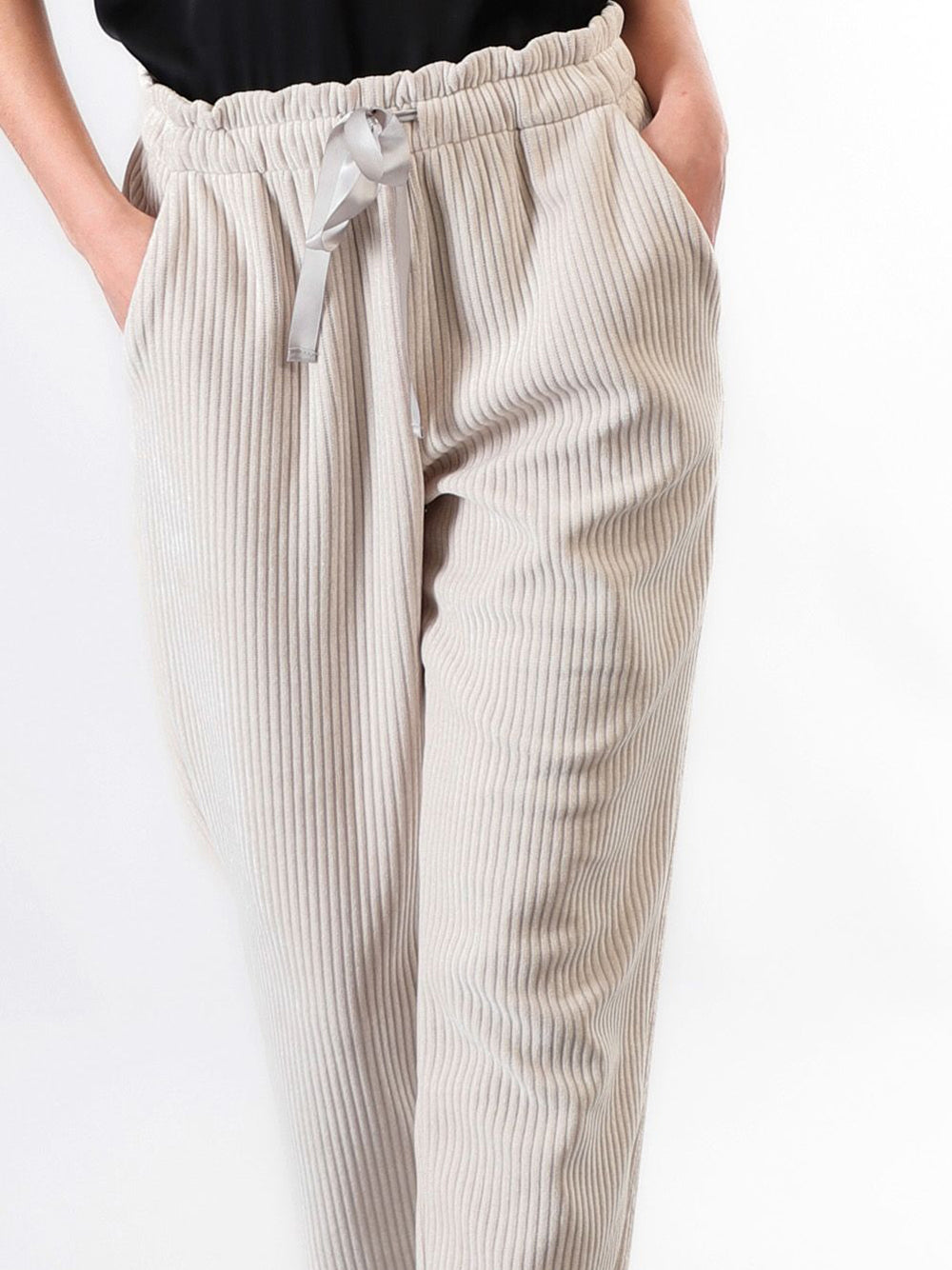 Pantalone Jogger CafèNoir Velluto da Donna - Bianco