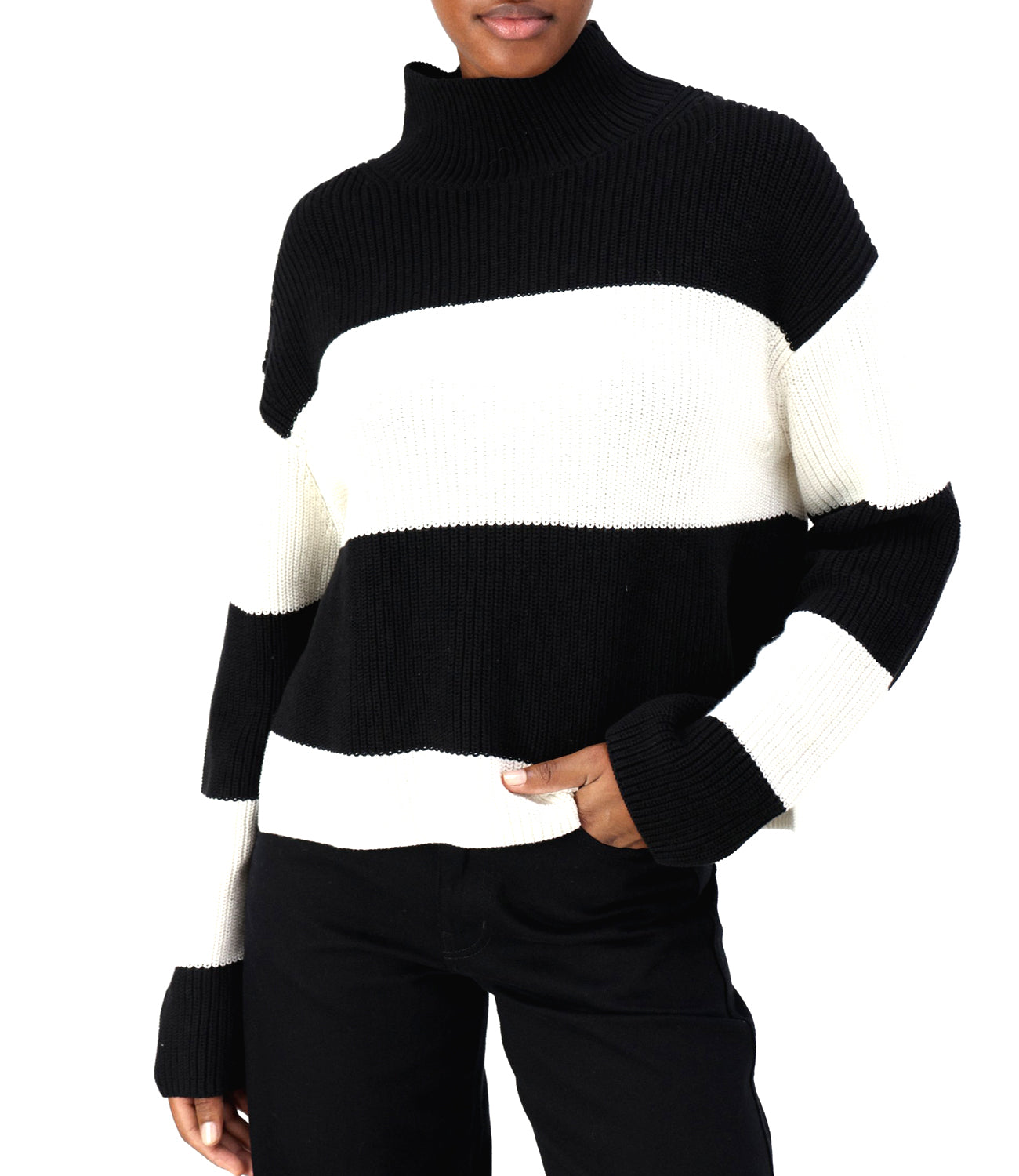 Calvin Klein Calvin Klein Jeans Pullover Chunky Loose High Ne Donna Mod. J20J224227 YBI Ivory / Ck Black Stripe