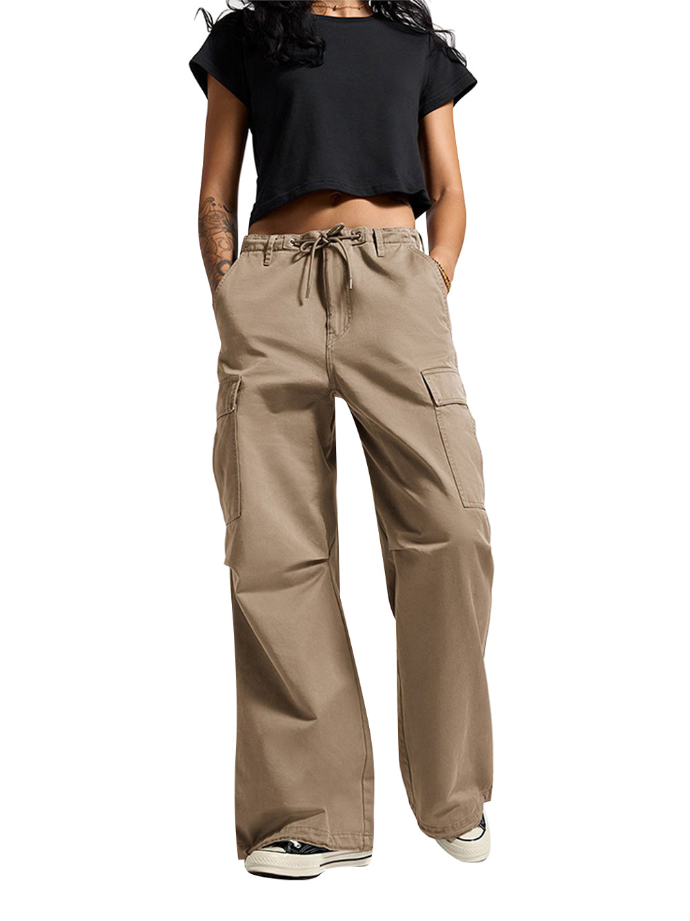 Pantalone Cargo Converse Pocket da Donna - Beige