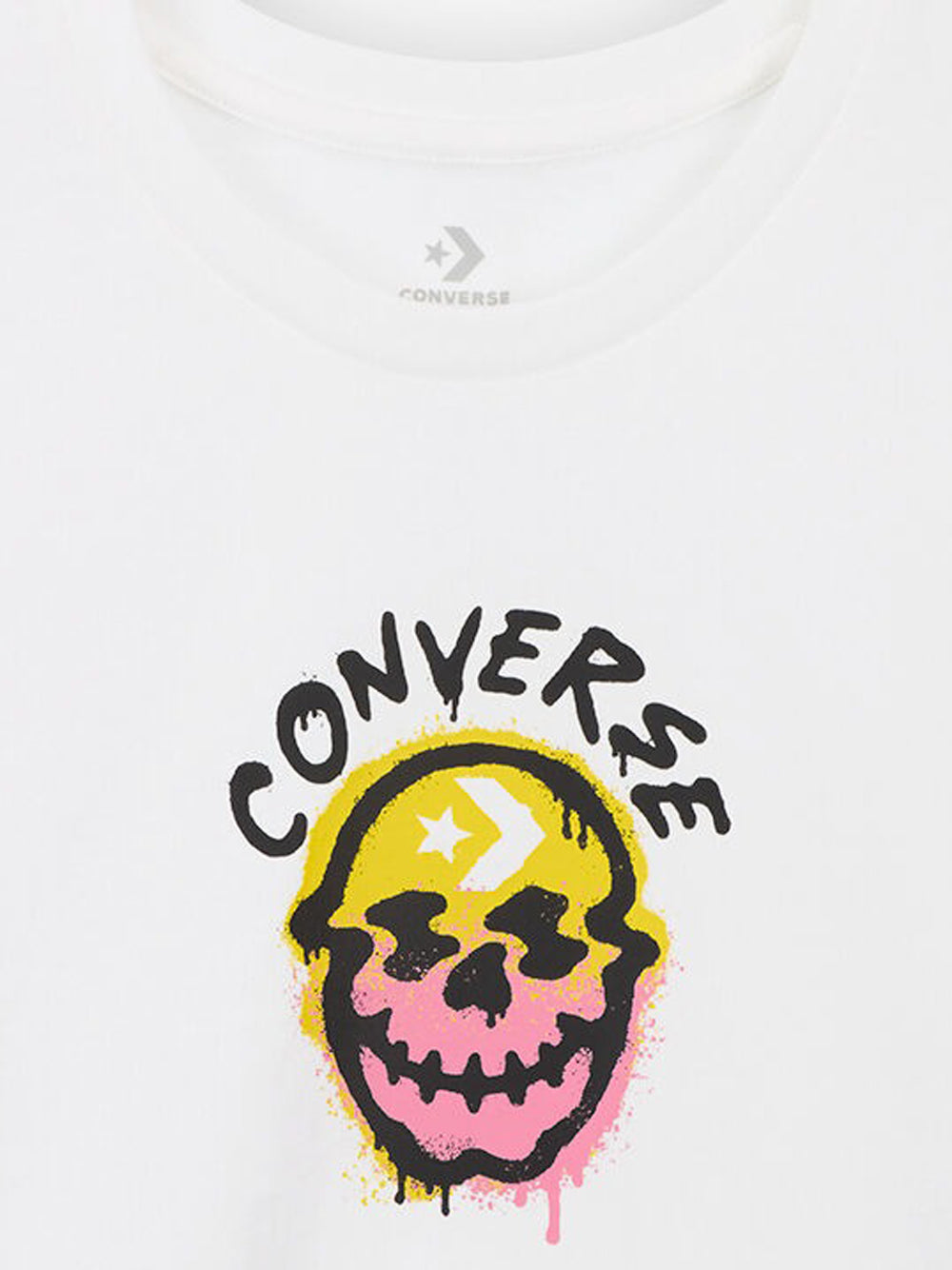 T-shirt Converse Spray Paint Skull da Donna - Bianco