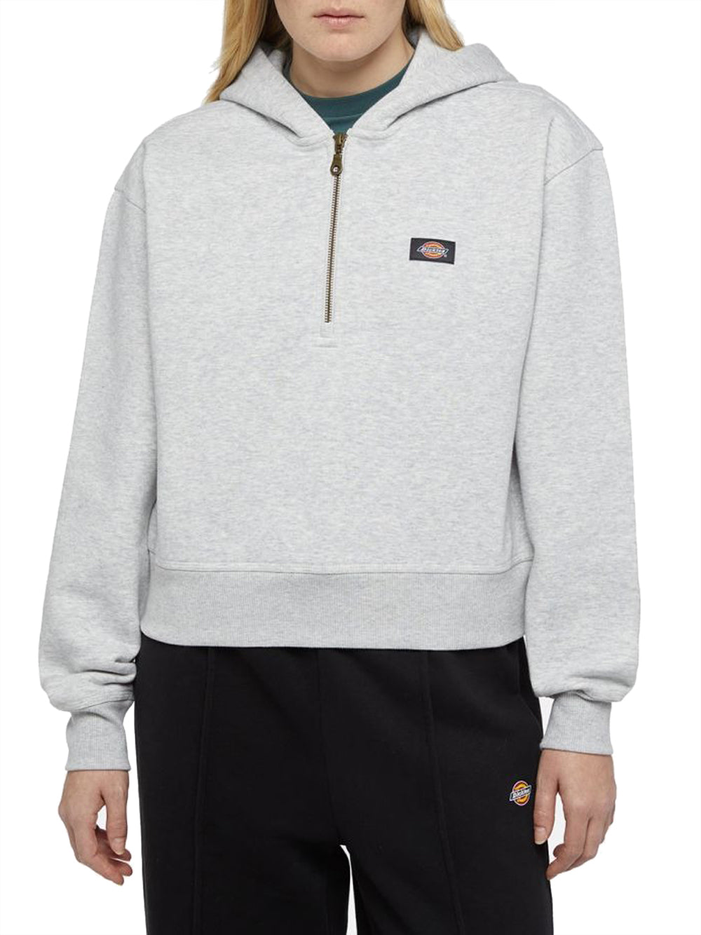 Felpa Cappuccio Dickies Oakport 1/4 Zip da Donna - Grigio