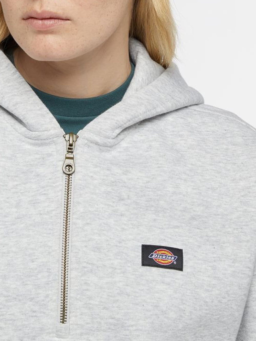 Felpa Cappuccio Dickies Oakport 1/4 Zip da Donna - Grigio