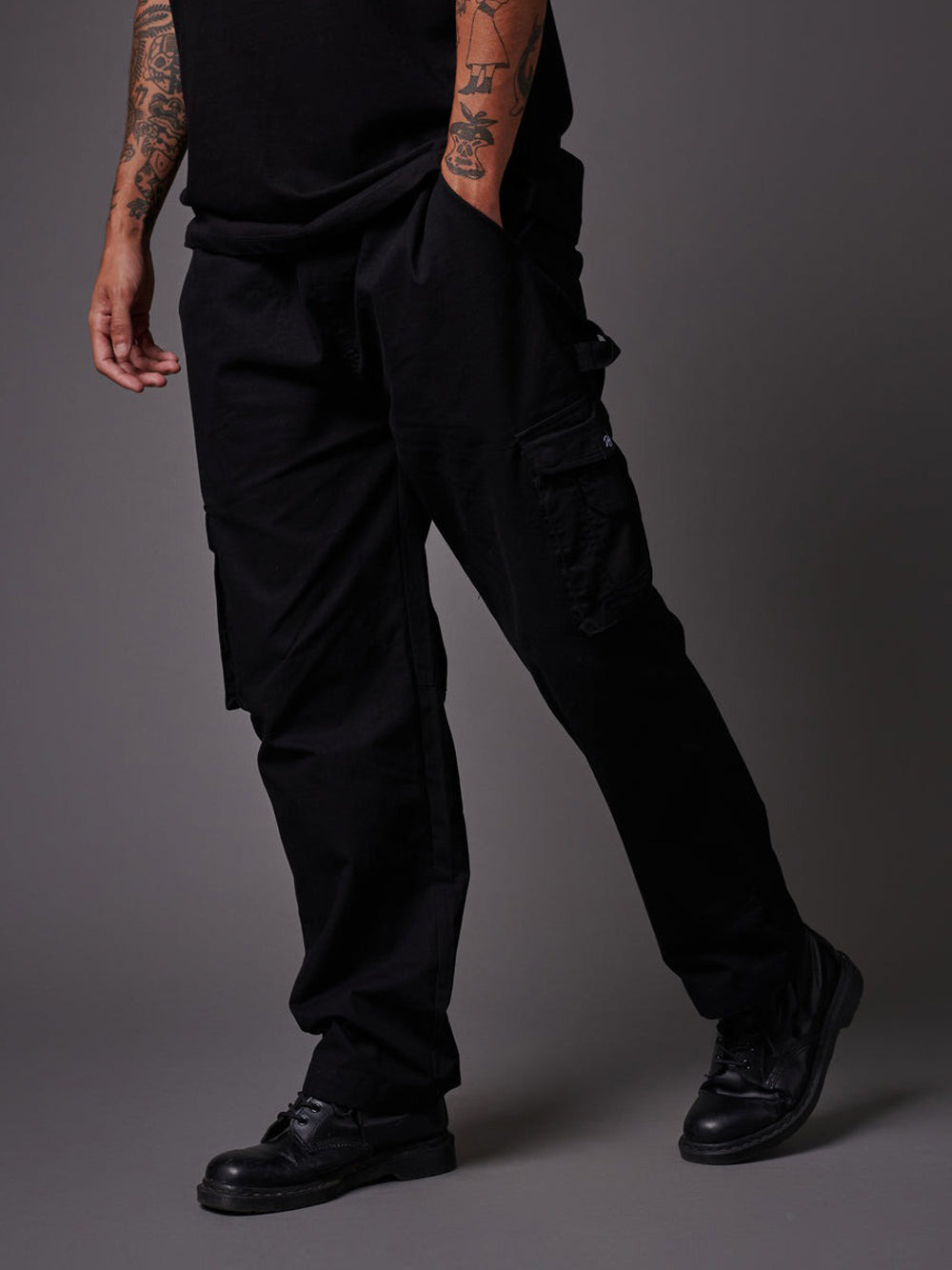 Pantalone Cargo Dolly Noire Ripstop Baggy da Uomo - Nero