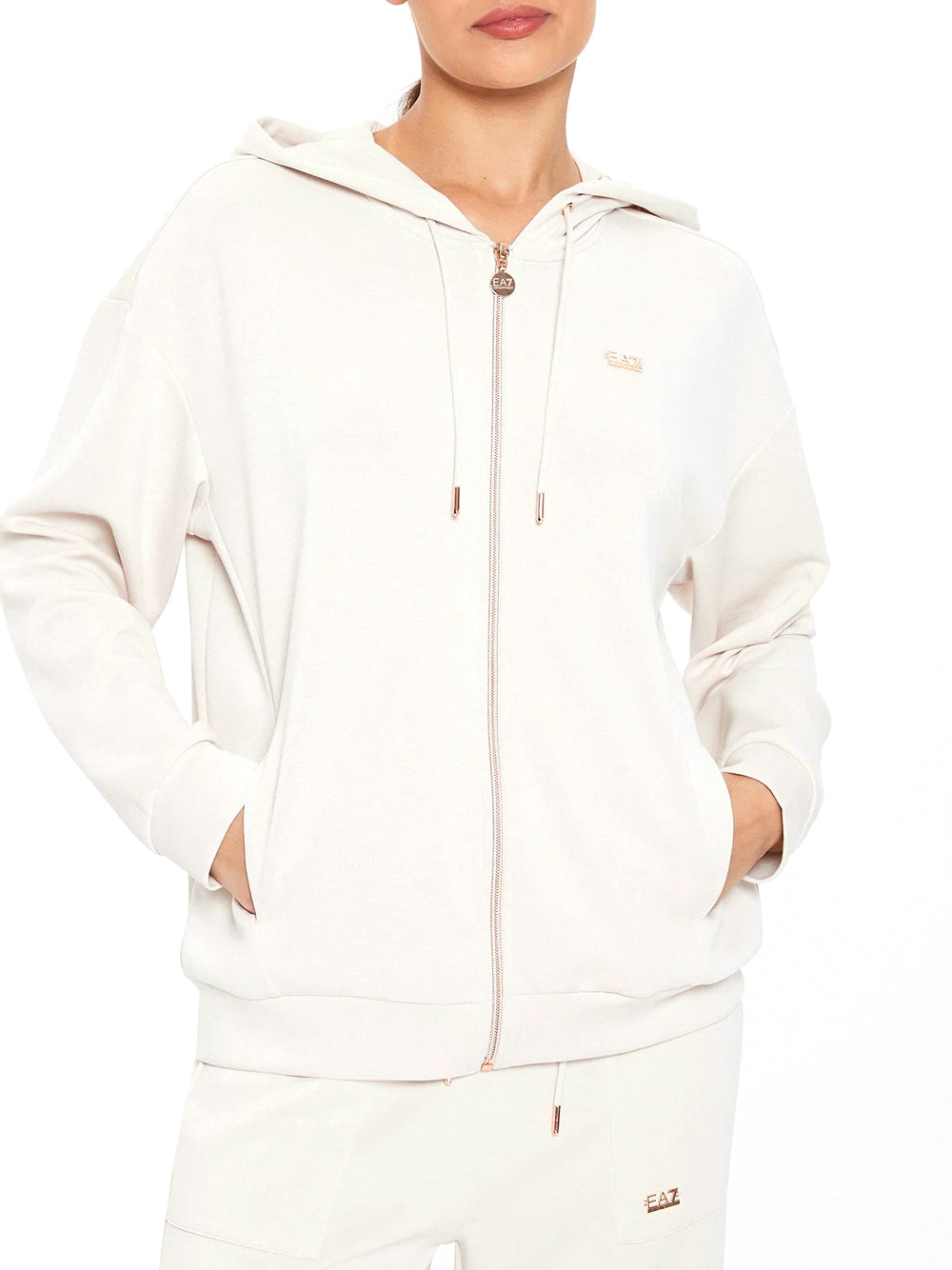 Felpa Zip Ea7 da Donna - Bianco