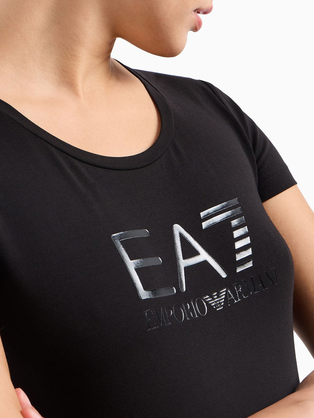 T-shirt Ea7 Stretch da Donna - Nero