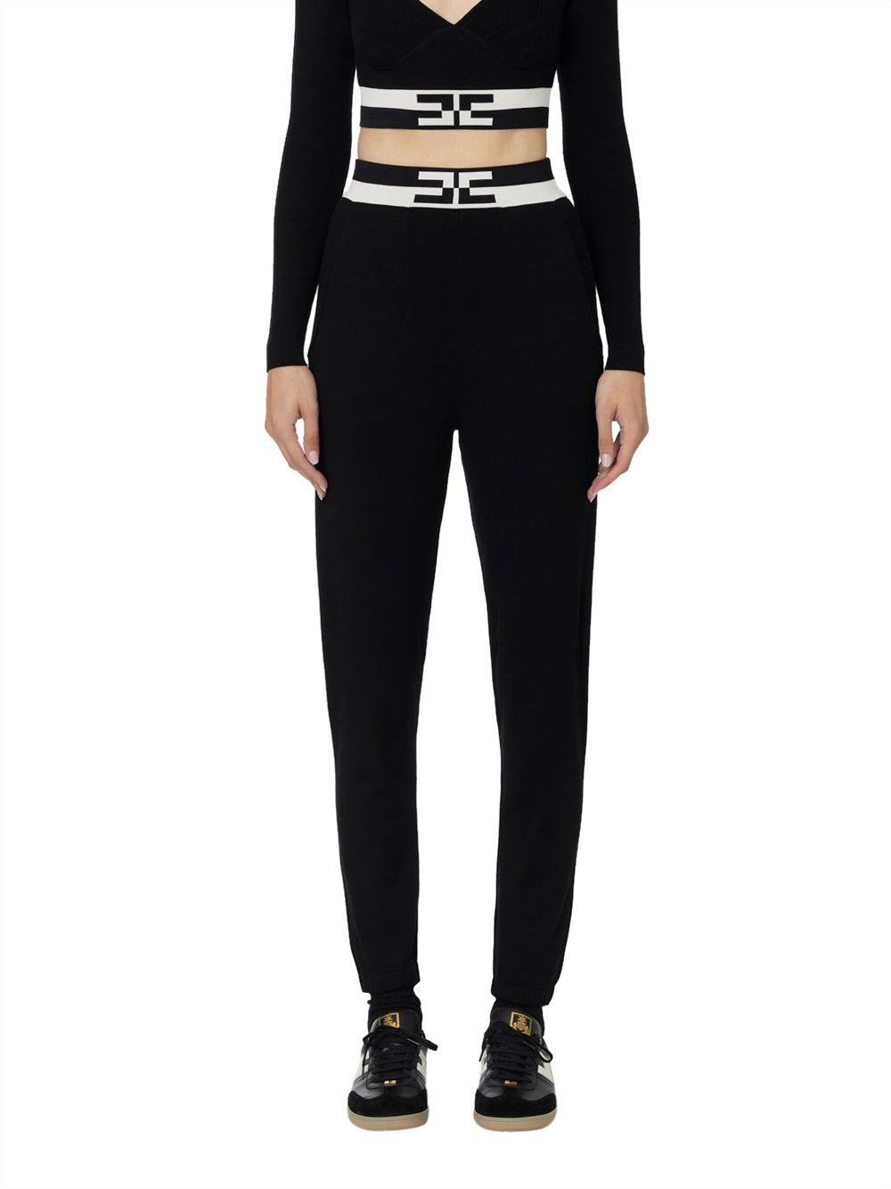 Pantalone Jogger Elisabetta Franchi Tricot da Donna - Nero