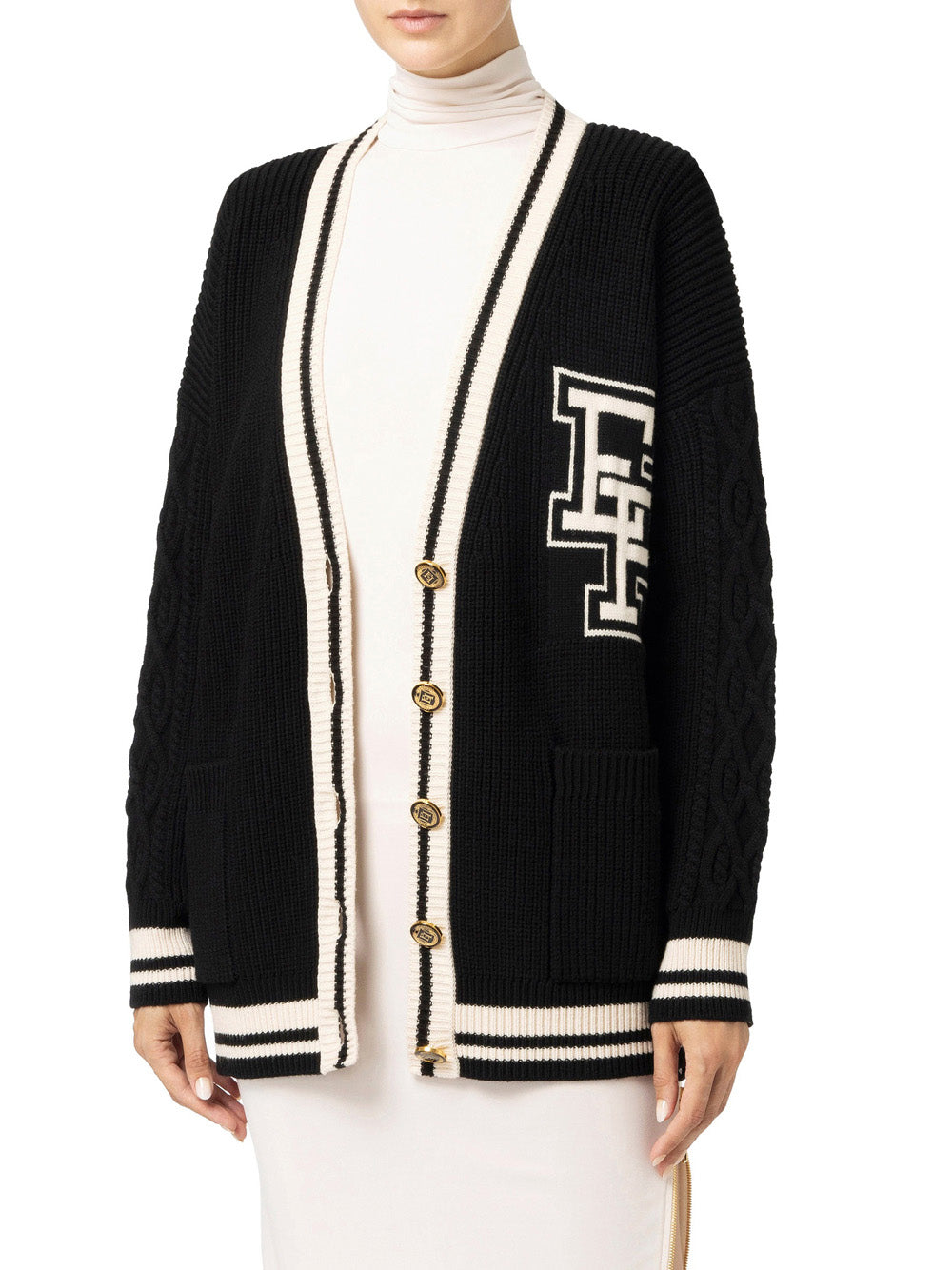 Cardigan Elisabetta Franchi Tricot da Donna - Nero