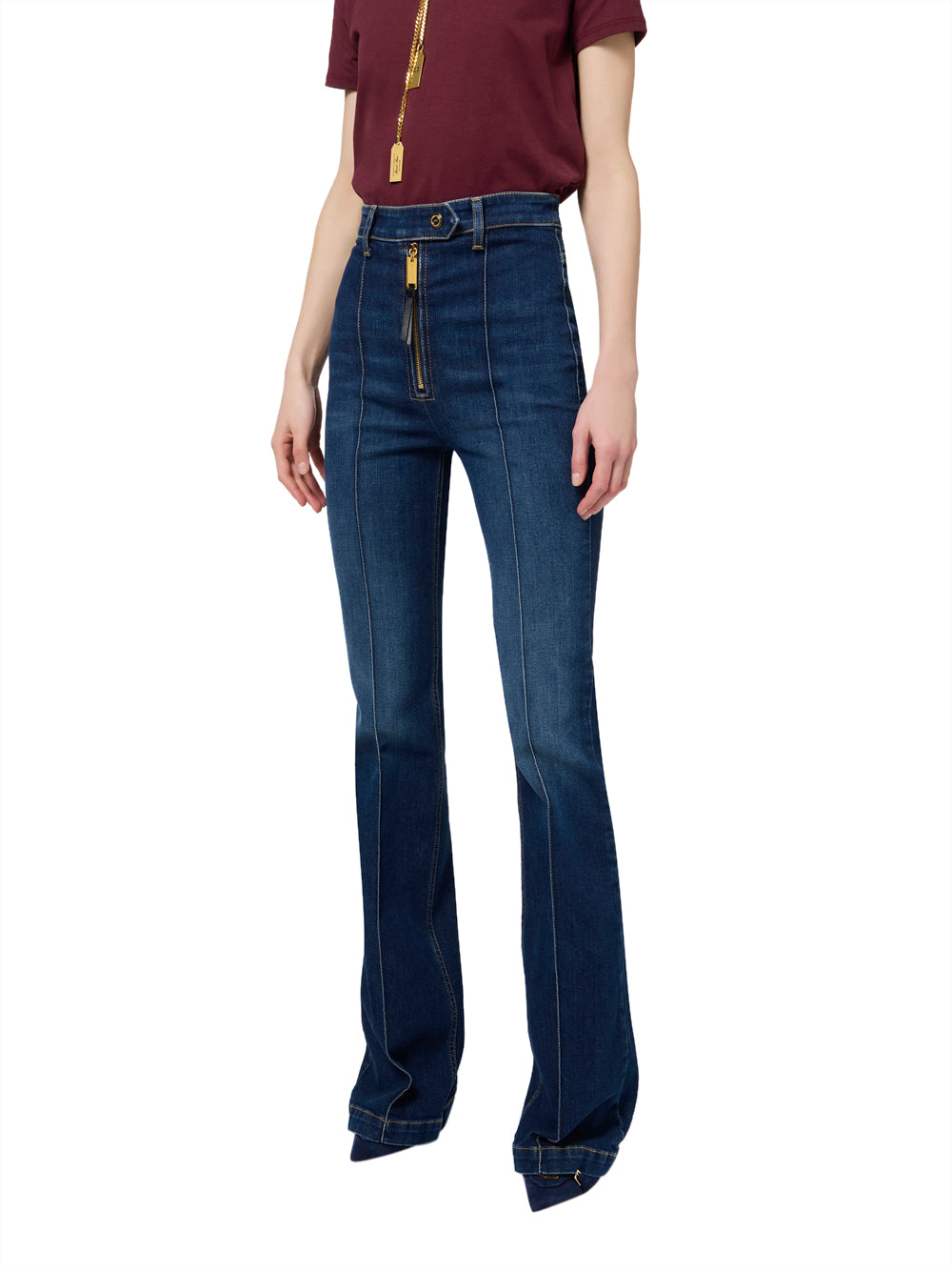 Jeans a Zampa Elisabetta Franchi da Donna - Denim