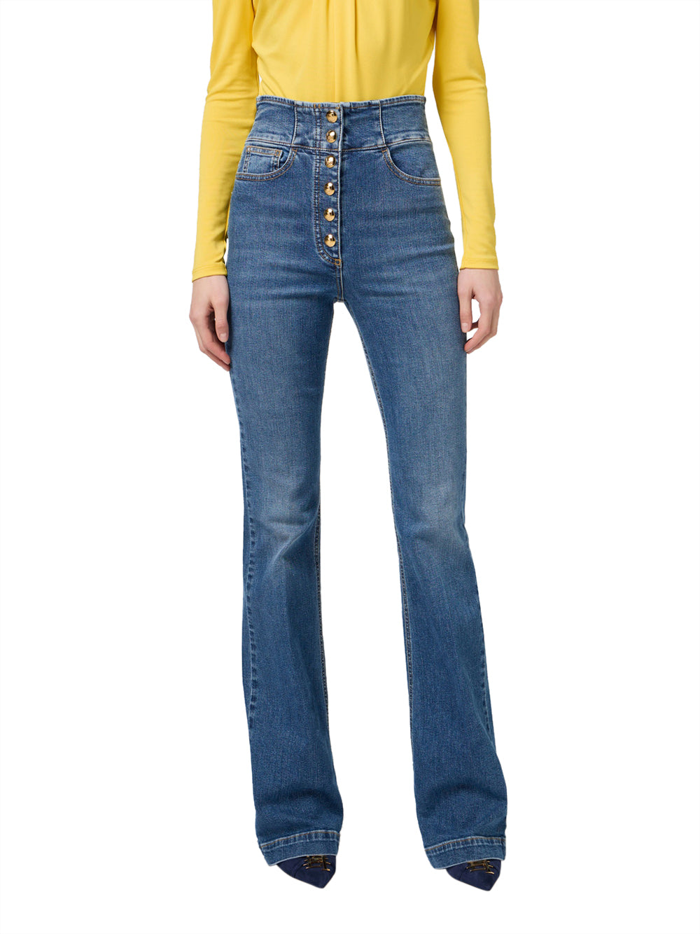 Jeans a Zampa Elisabetta Franchi da Donna - Denim