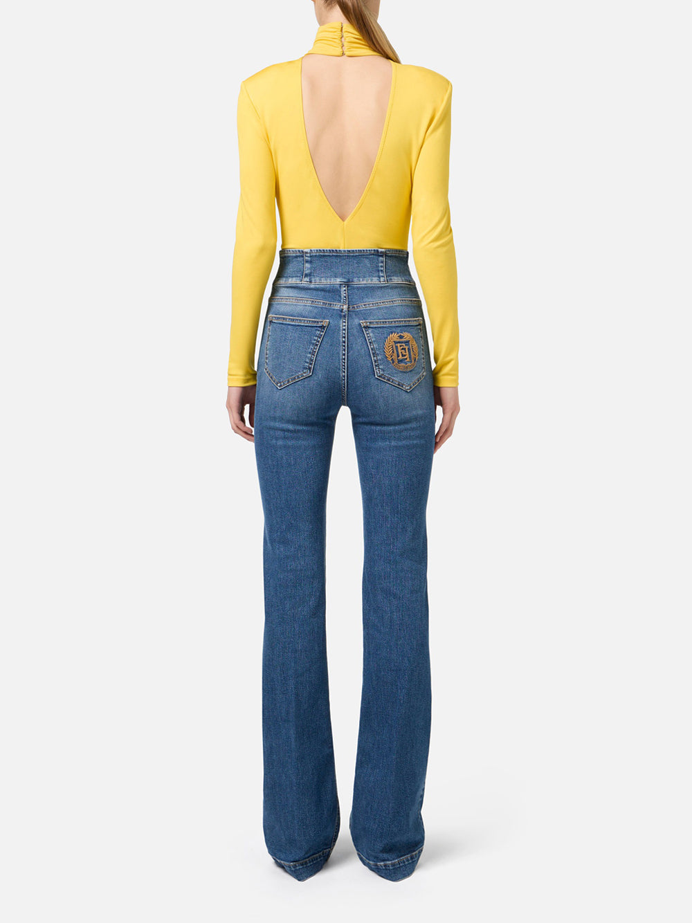 Jeans a Zampa Elisabetta Franchi da Donna - Denim