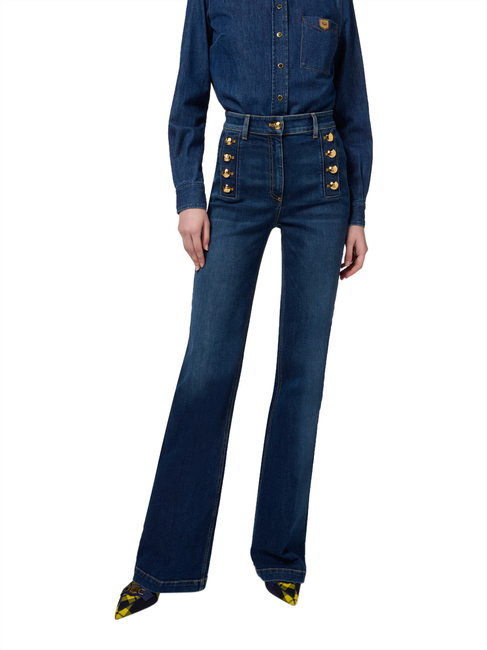 Jeans a Zampa Elisabetta Franchi da Donna - Denim