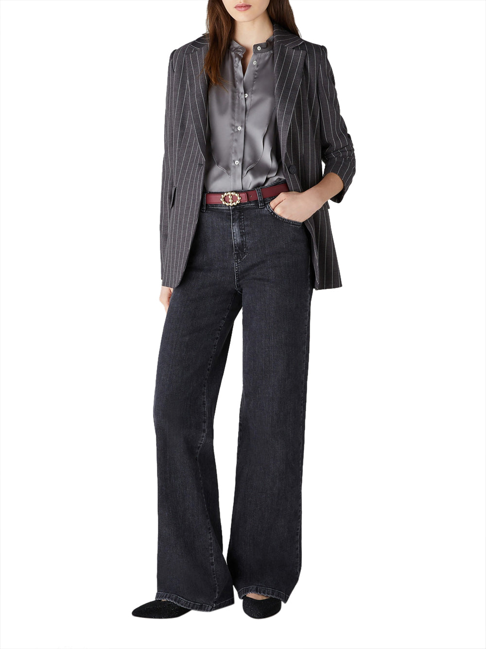 Jeans Wide Emme Marella Sangria da Donna - Nero