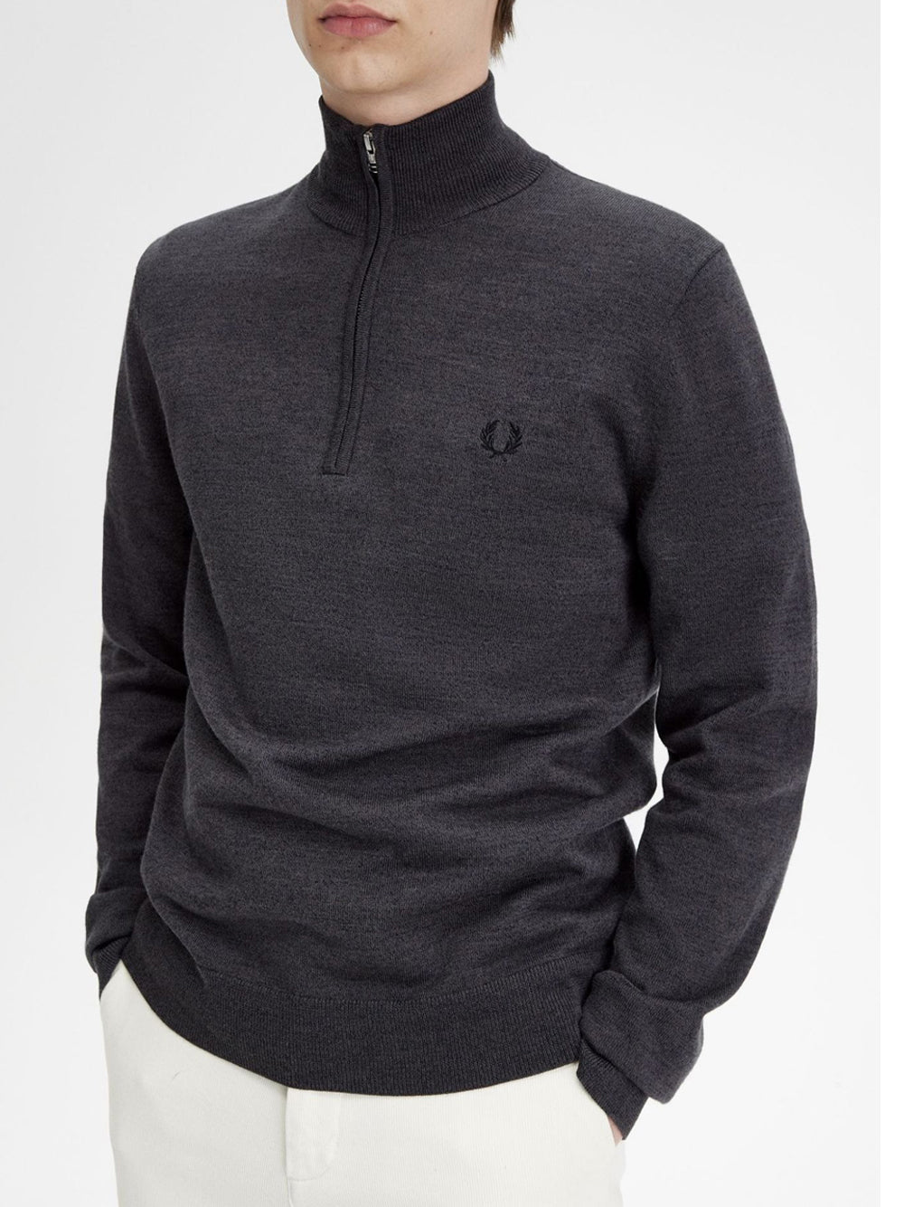 Pullover Fred Perry Classic Half Zip da Uomo - Grigio