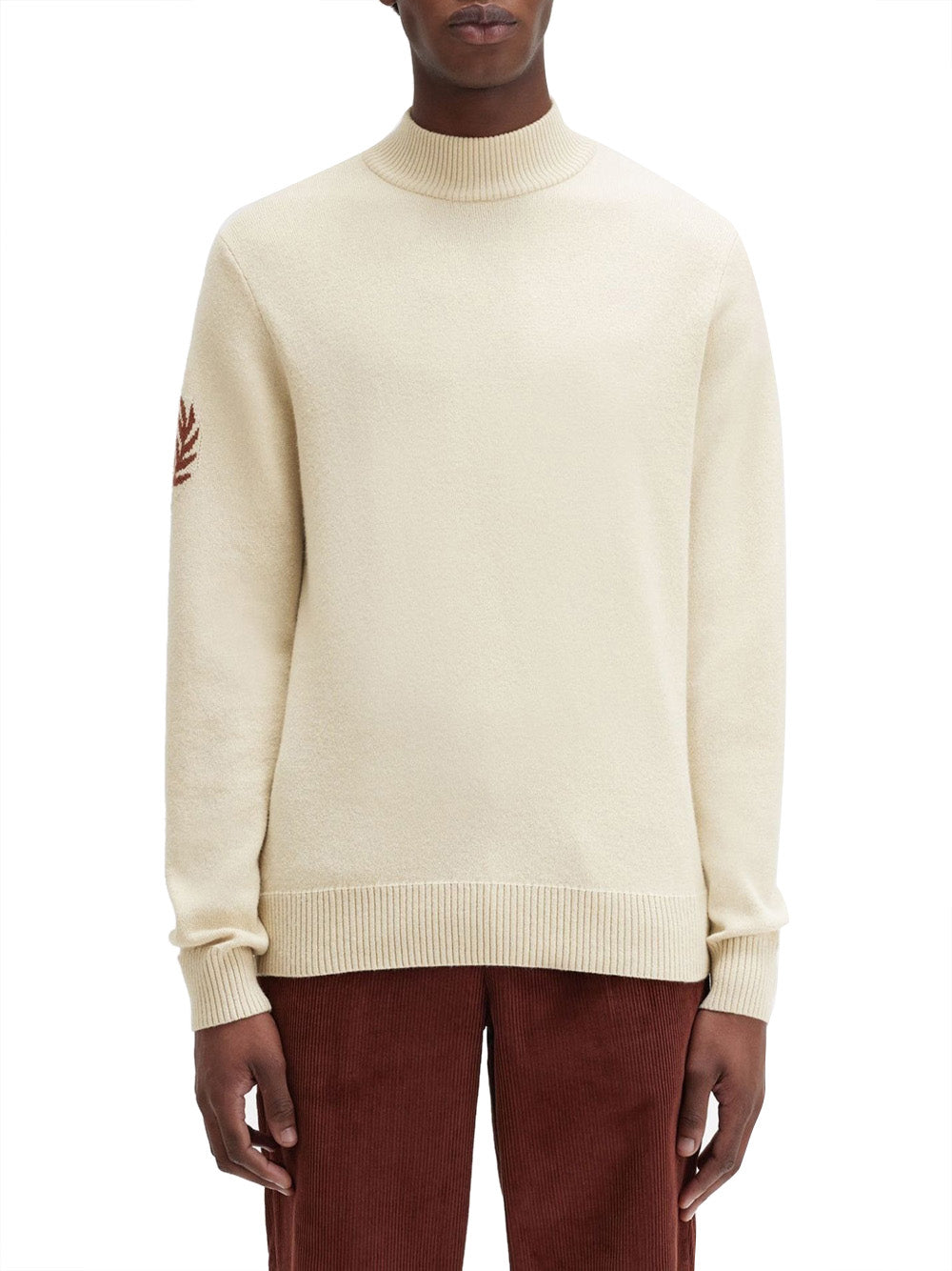 Pullover Fred Perry Laurel Wreath Mock Neck da Uomo - Avorio