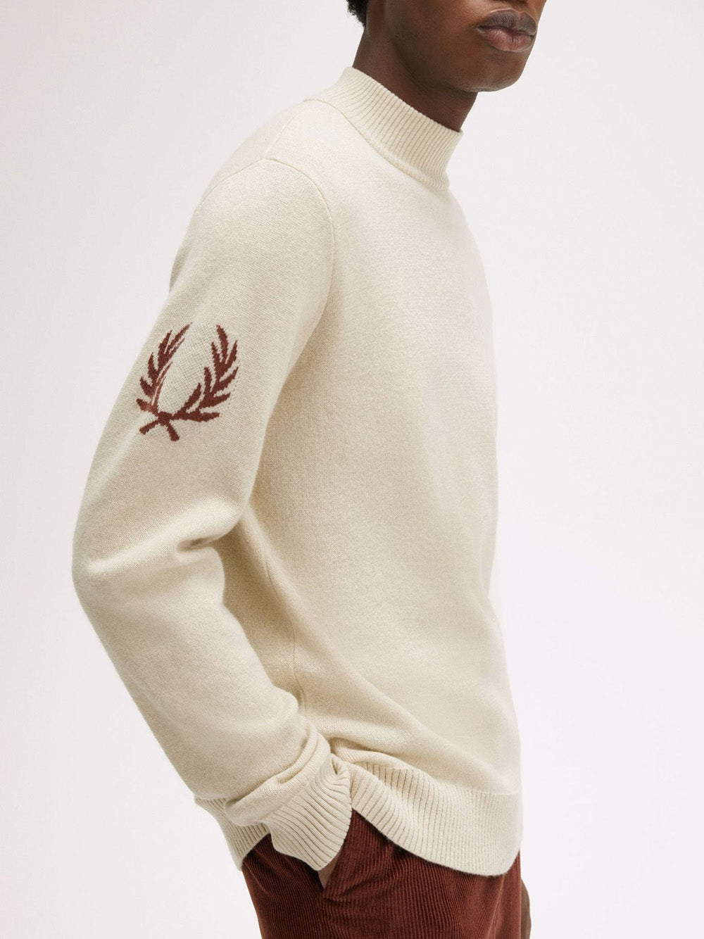 Pullover Fred Perry Laurel Wreath Mock Neck da Uomo - Avorio