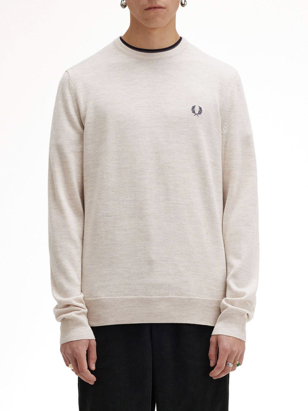 Pullover Fred Perry Classic Crew Neck da Uomo - Avorio