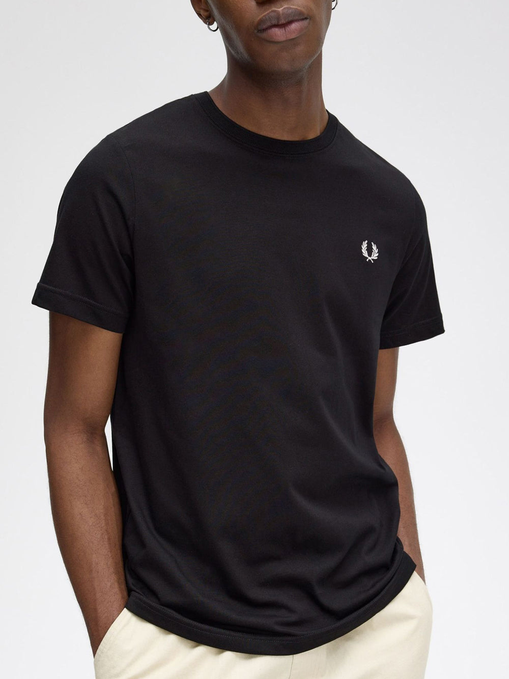 T-shirt Fred Perry Crew Neck da Uomo - Nero