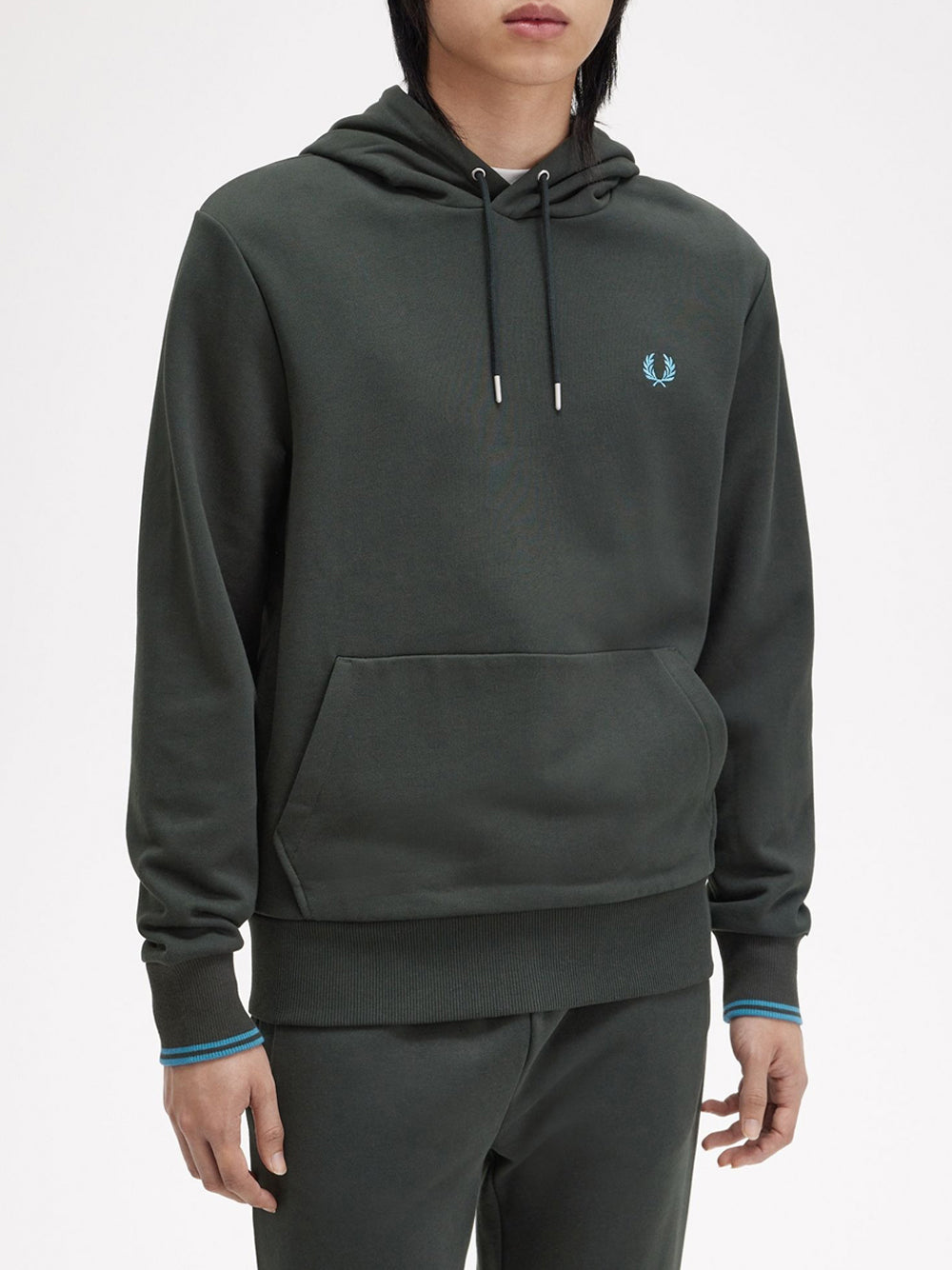 Felpa Cappuccio Fred Perry Tipped da Uomo - Verde