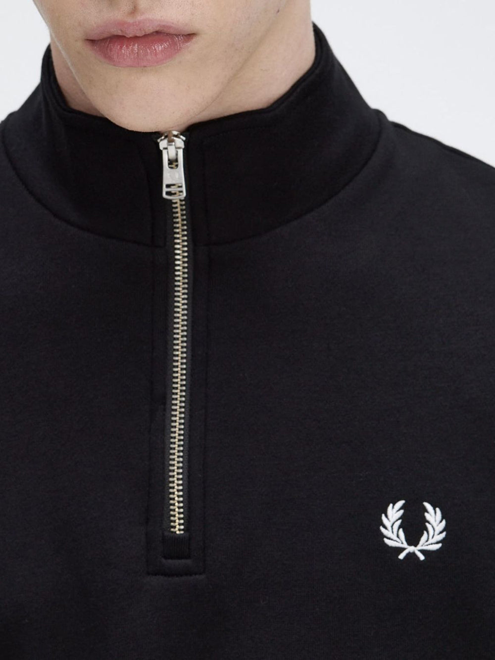 Felpa Zip Fred Perry Half Zip da Uomo - Nero