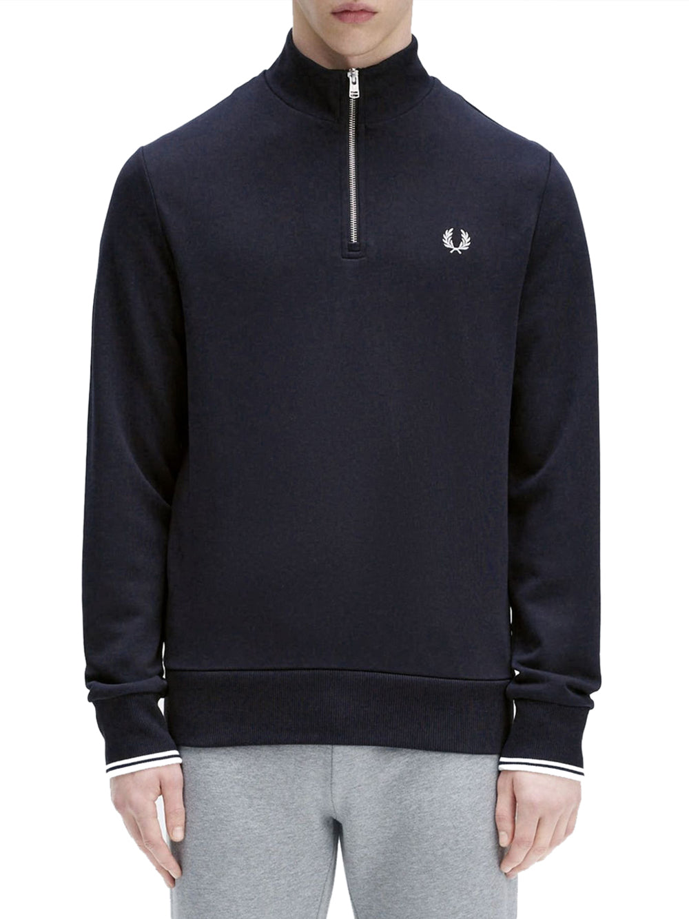 Felpa Zip Fred Perry Half Zip da Uomo - Blu