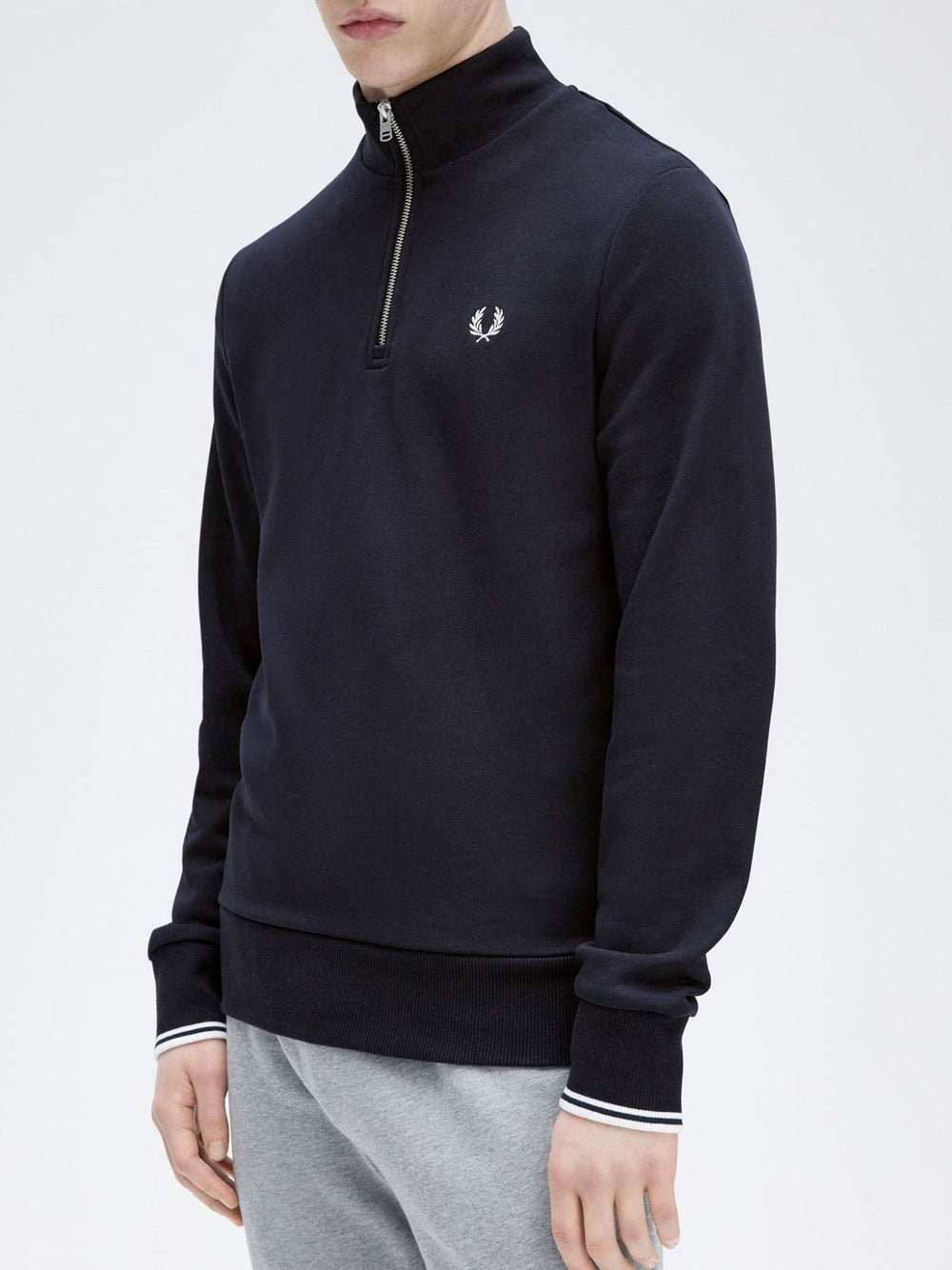 Felpa Zip Fred Perry Half Zip da Uomo - Blu