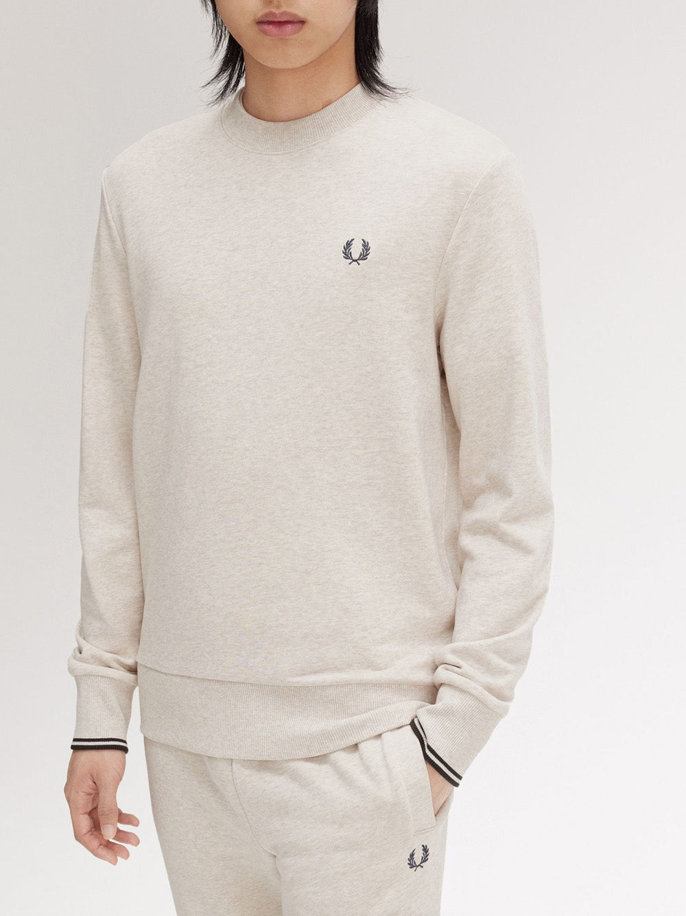 Felpa Fred Perry Crew Neck da Uomo - Avorio