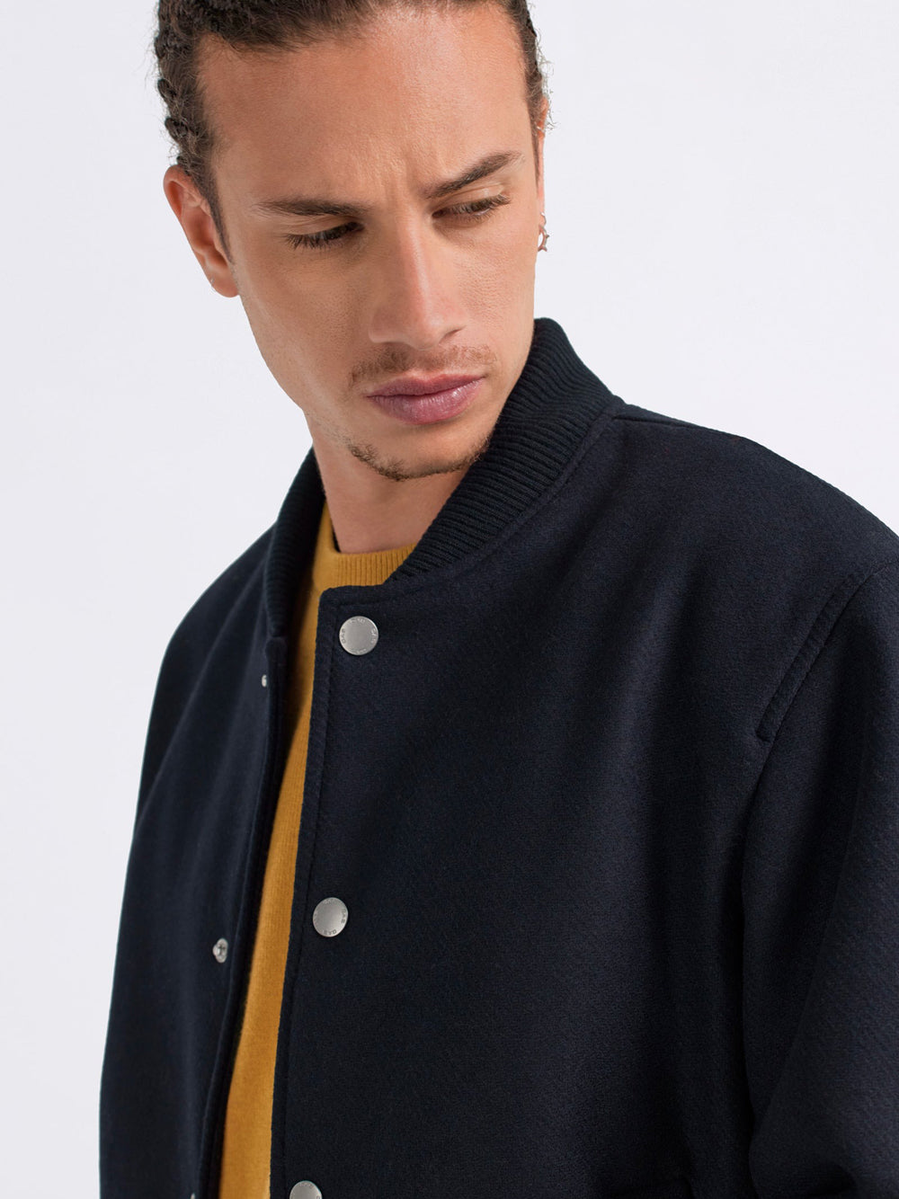 Bomber Gas Diagonal Mix Wool da Uomo - Blu