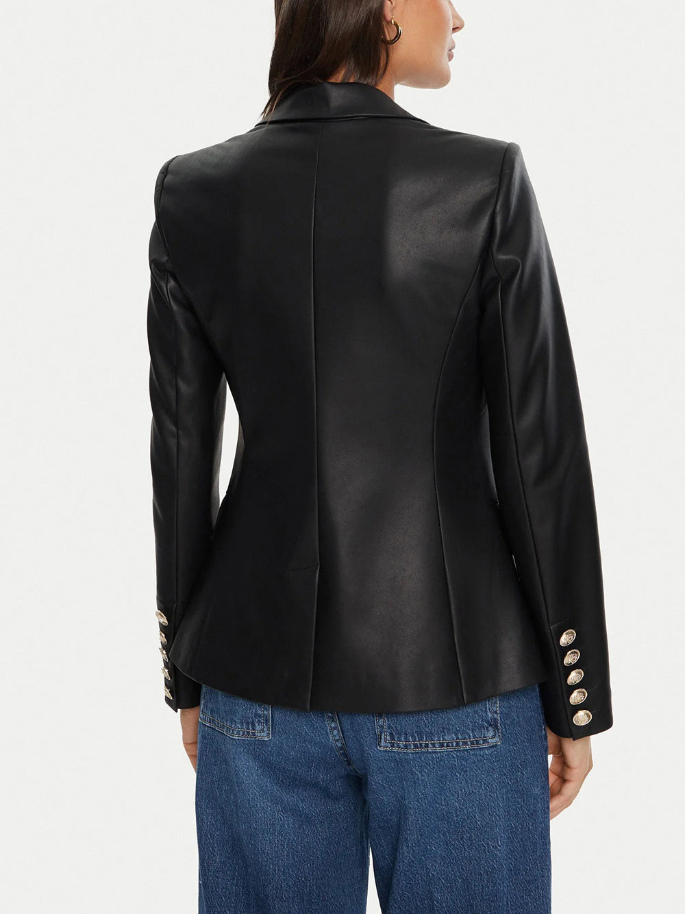 Blazer Guess Pamela Pu Leather da Donna - Nero