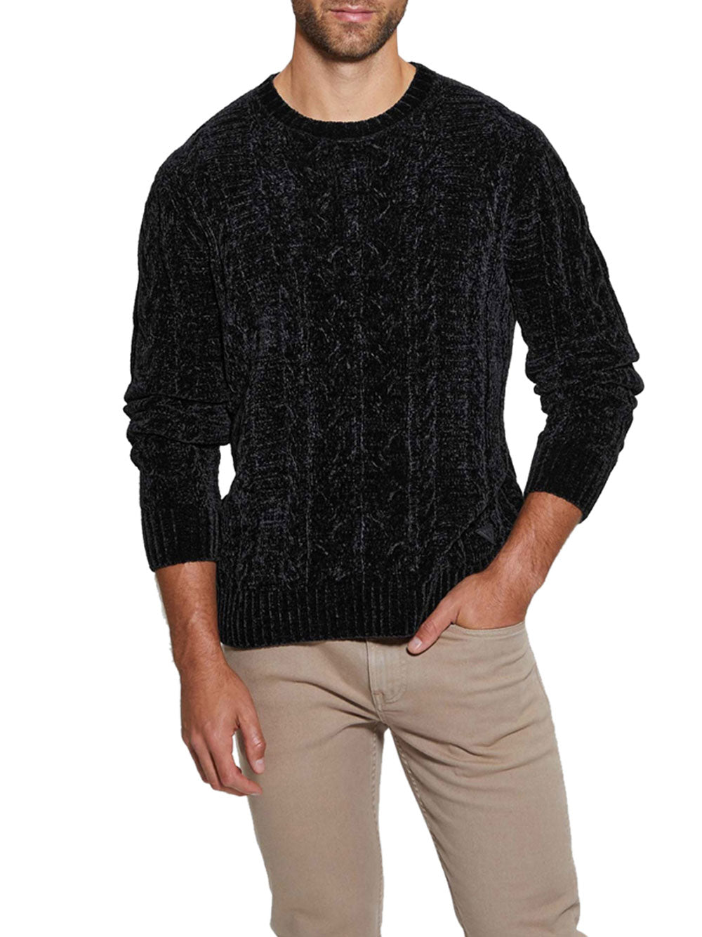 Maglione Guess Egidio Cable Chen da Uomo - Nero