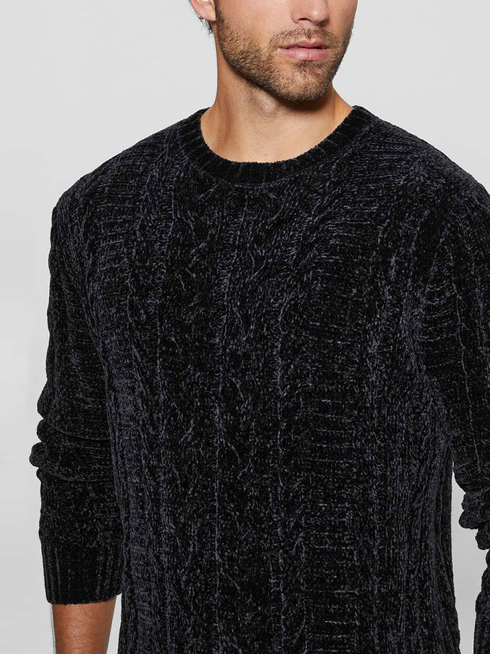 Maglione Guess Egidio Cable Chen da Uomo - Nero