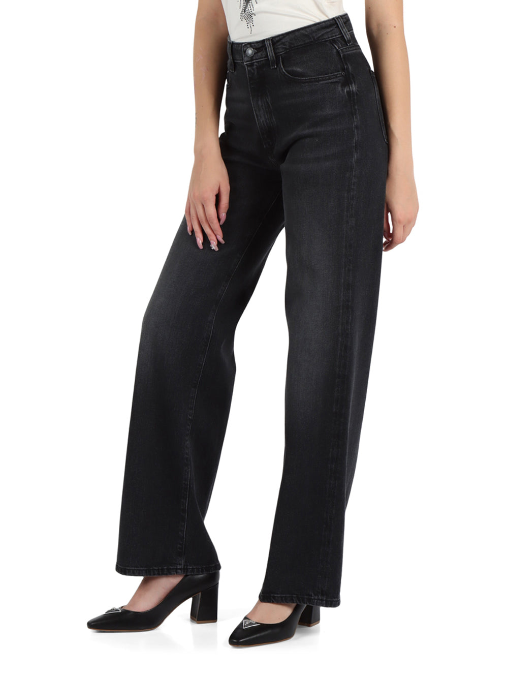 Jeans Wide Guess da Donna - Nero