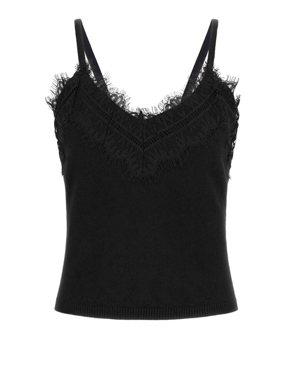 Top Guess Mena Lace Trim da Donna - Nero