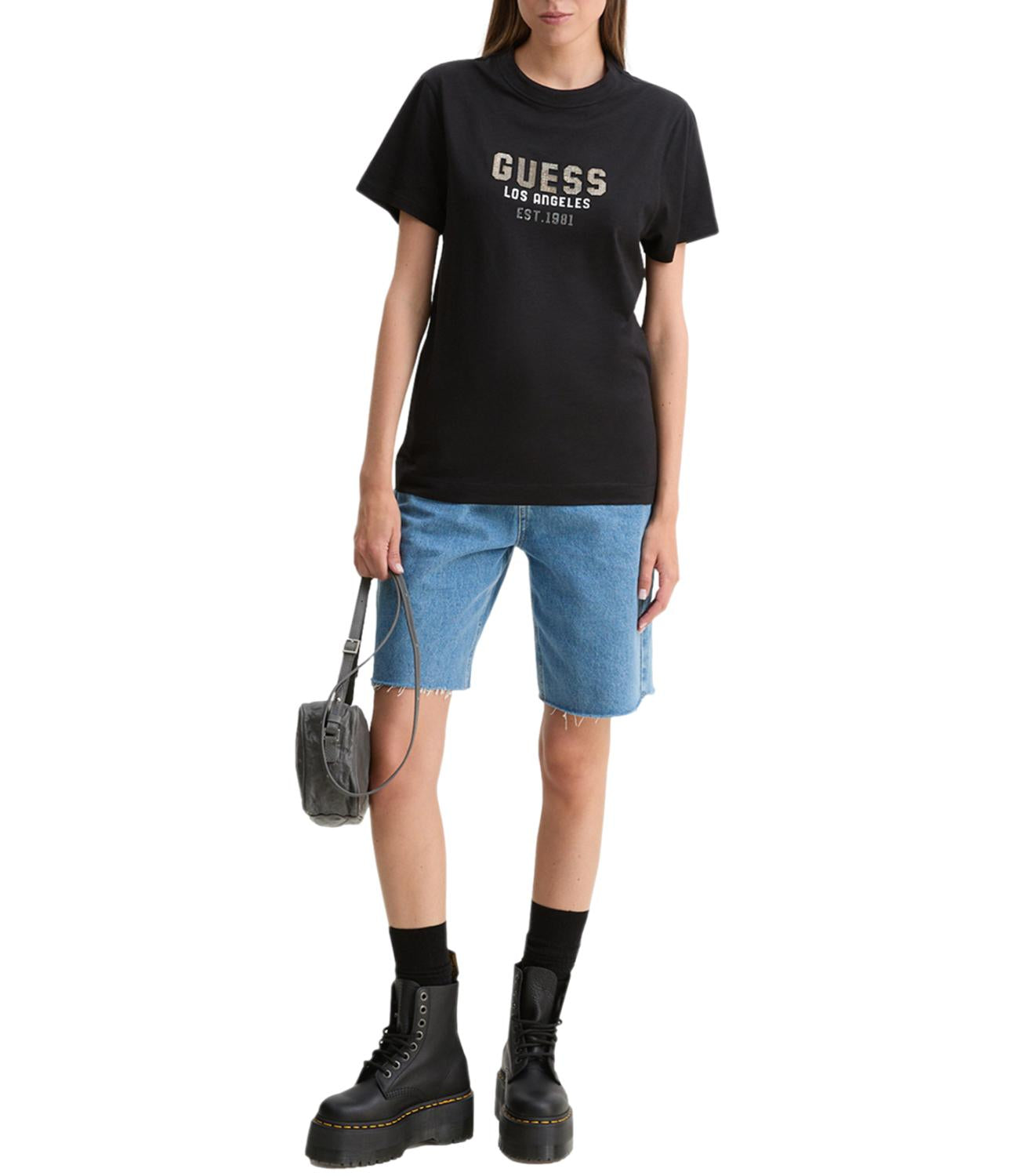 Guess T-shirt Donna Mod. W4YI35 KC8T0 JBLK BLACK Nero