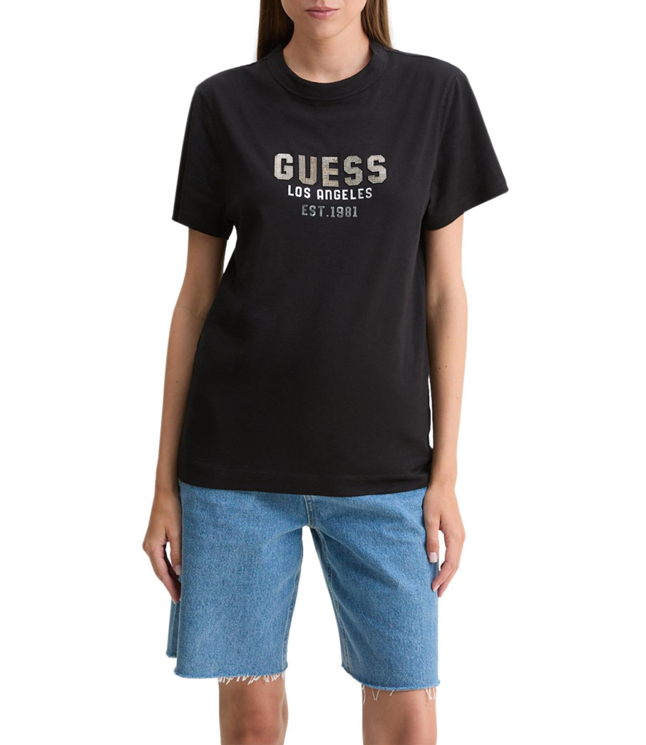 Guess T-shirt Donna Mod. W4YI35 KC8T0 JBLK BLACK Nero