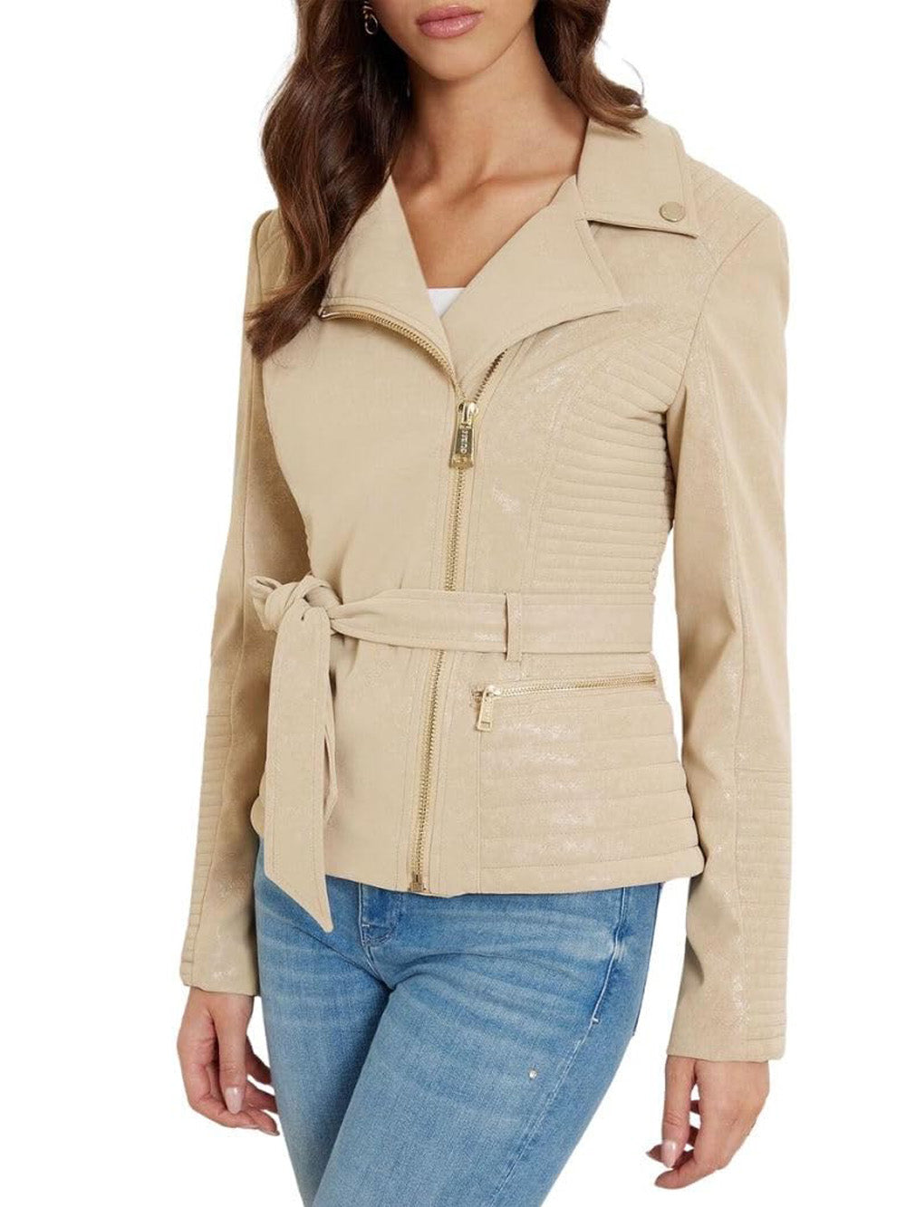 Guess Giubbotto pelle Donna Mod. W4YL10 WGAF0 F14Z Beige