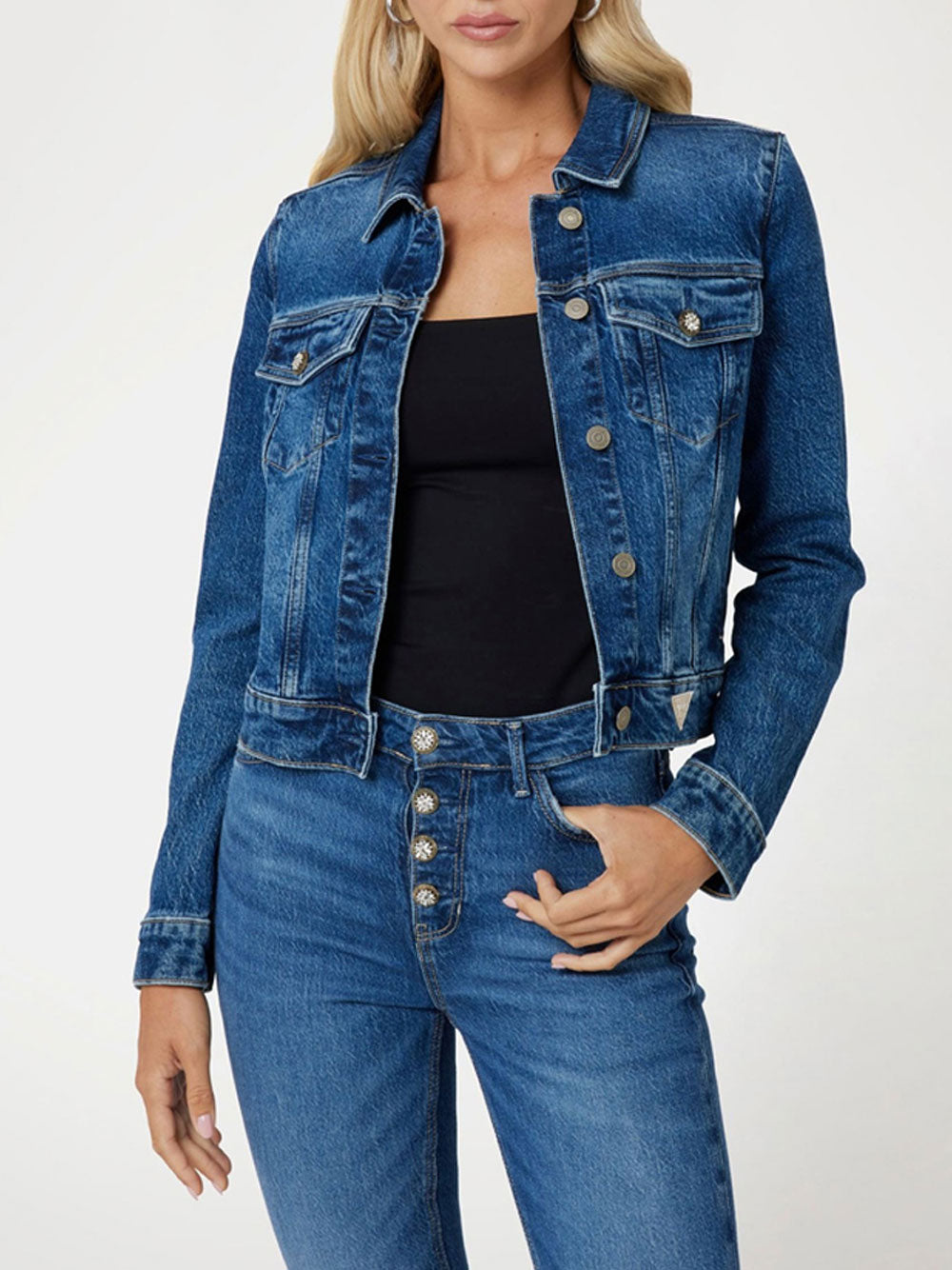 Giubbino di Jeans Guess Delya Trucker da Donna - Denim