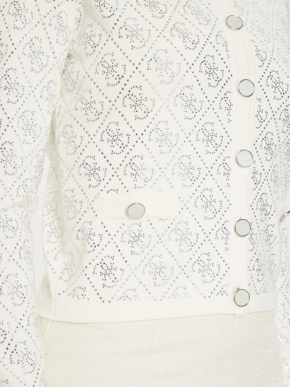 Cardigan Guess Paige 4G Stones da Donna - Bianco