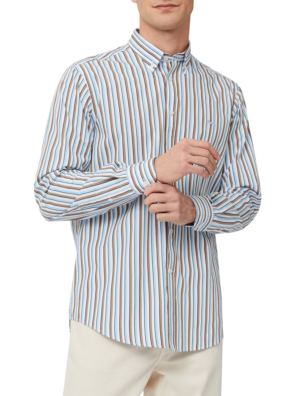 Camicia Casual Harmont & Blaine Righe Reg da Uomo - Marrone Celeste