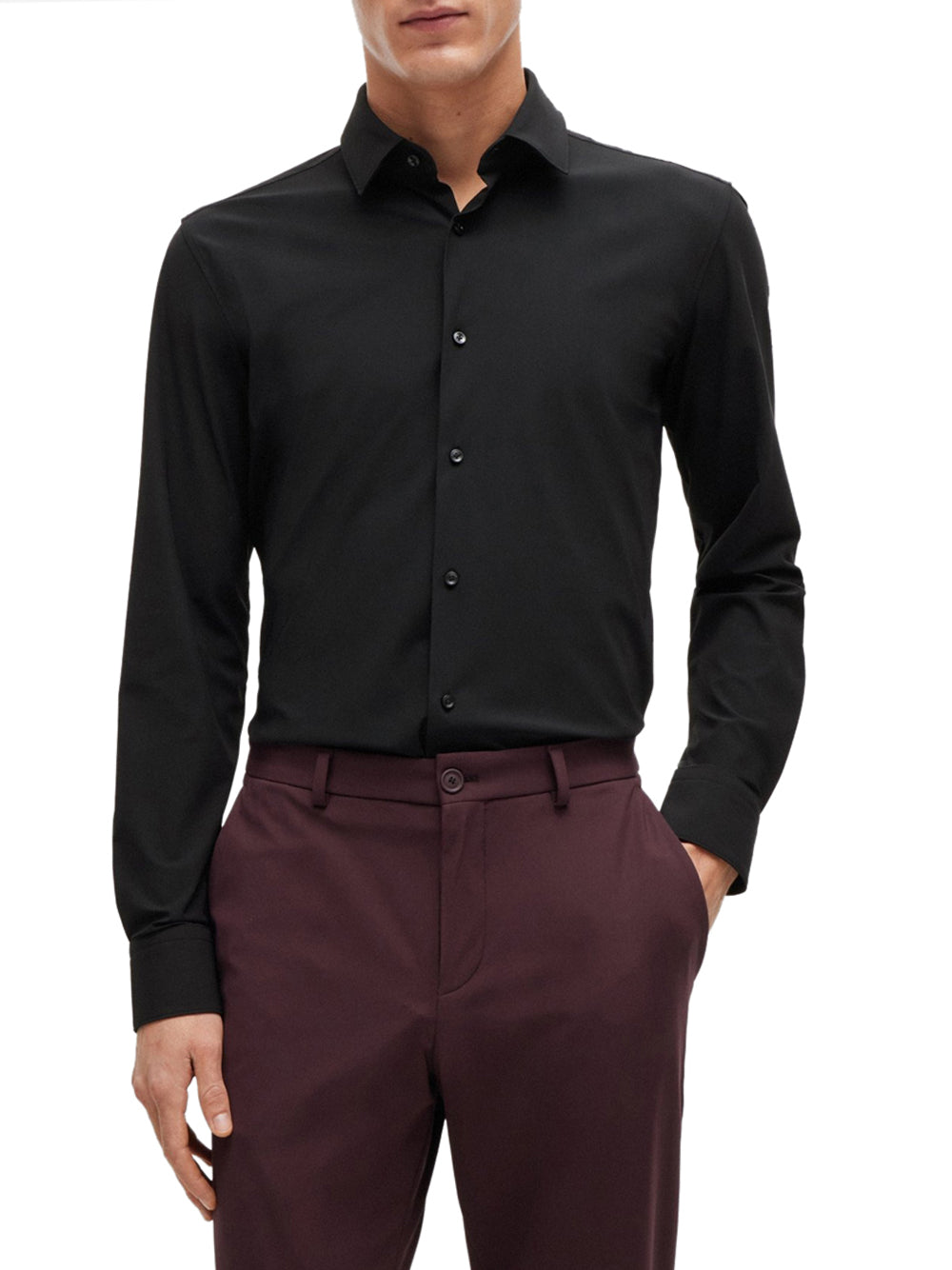 Camicia Classica Hugo Boss Hank da Uomo - Nero