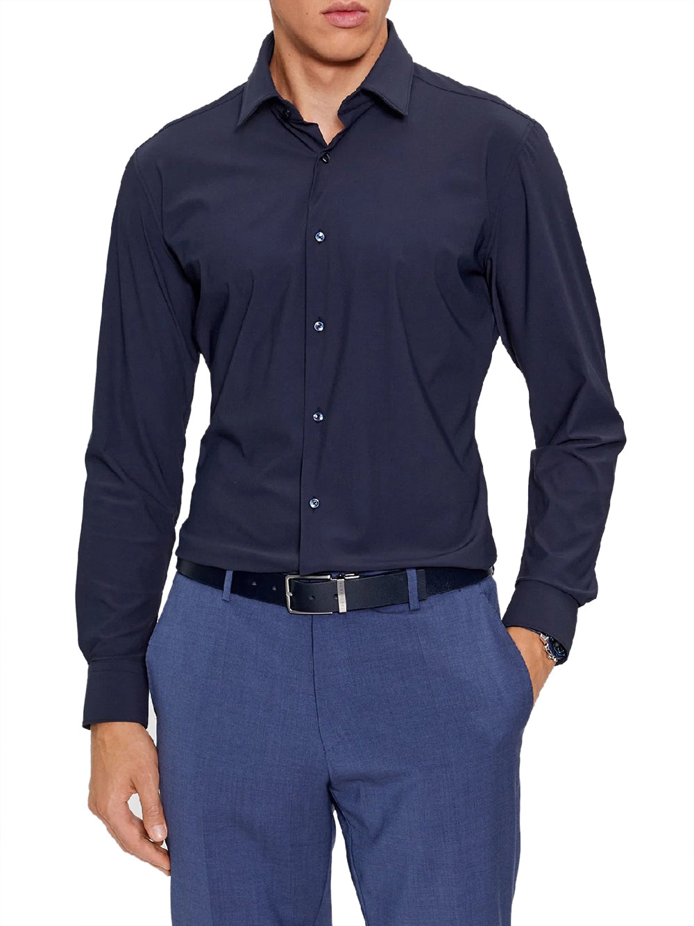 Camicia Classica Hugo Boss Hank da Uomo - Blu