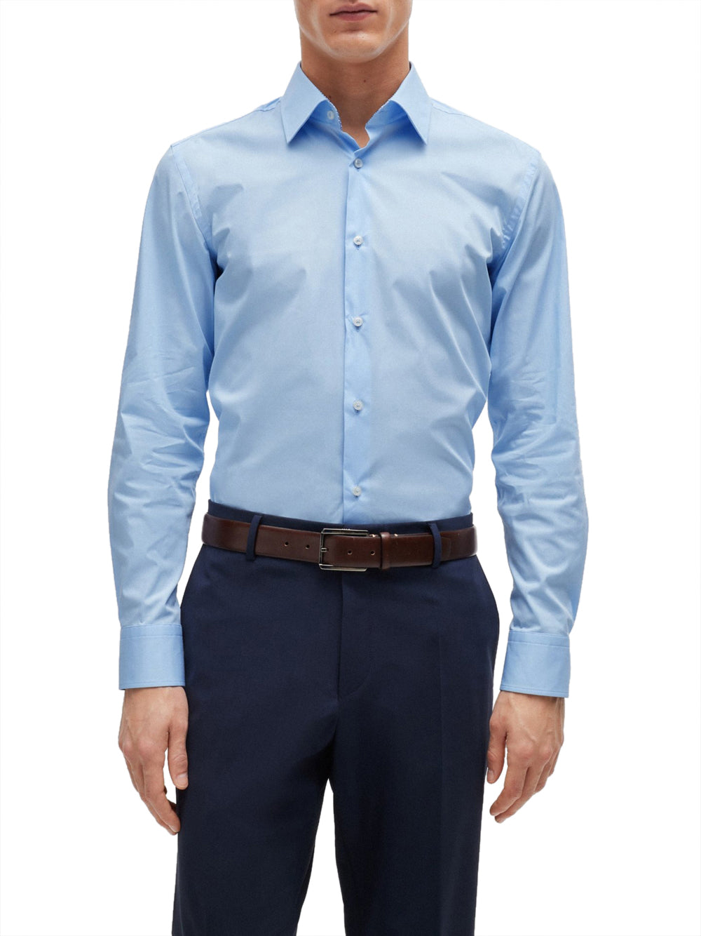 Camicia Classica Hugo Boss Hank da Uomo - Celeste