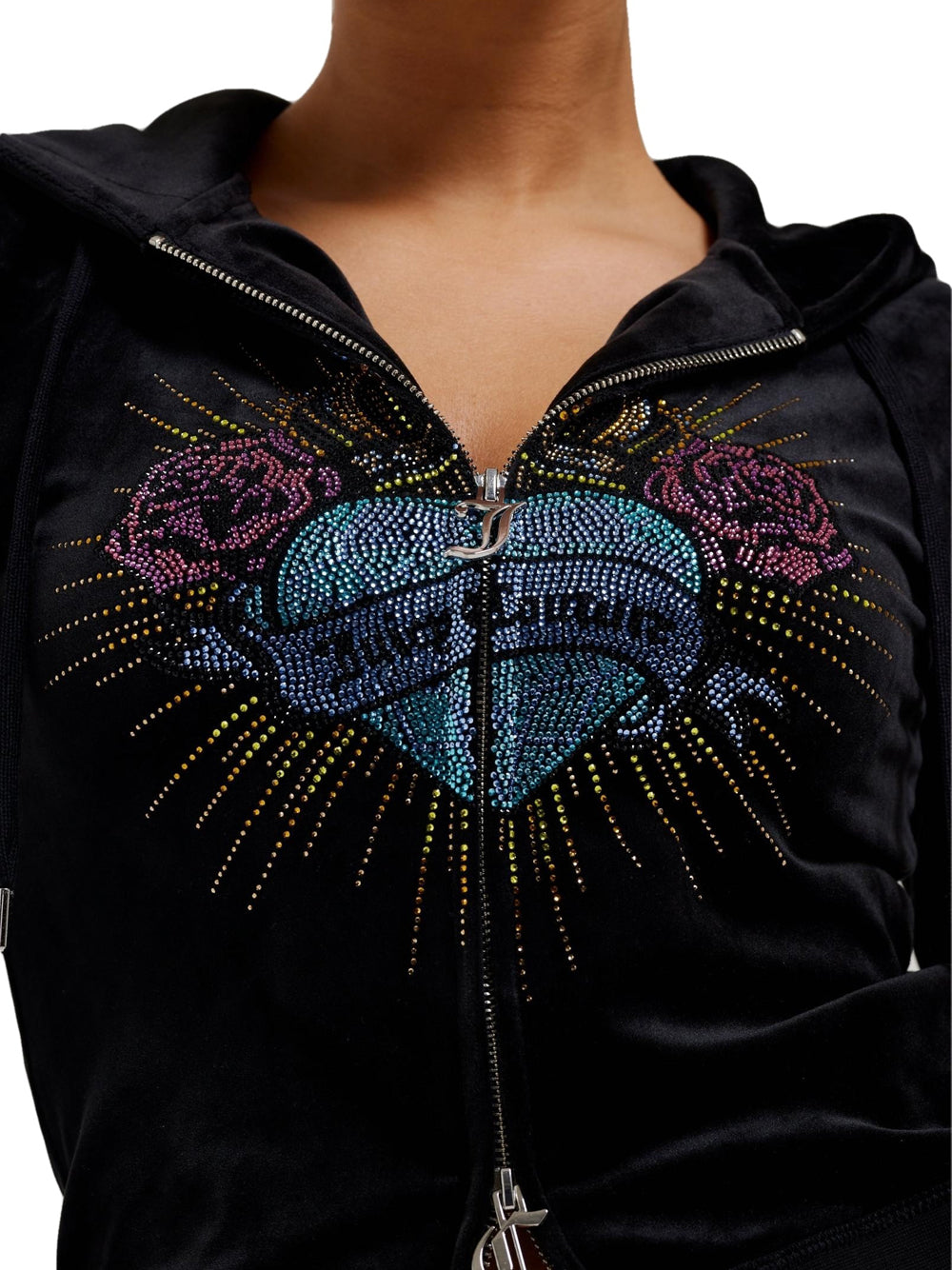 Felpa Zip Juicy Couture Sacred Heart da Donna - Nero