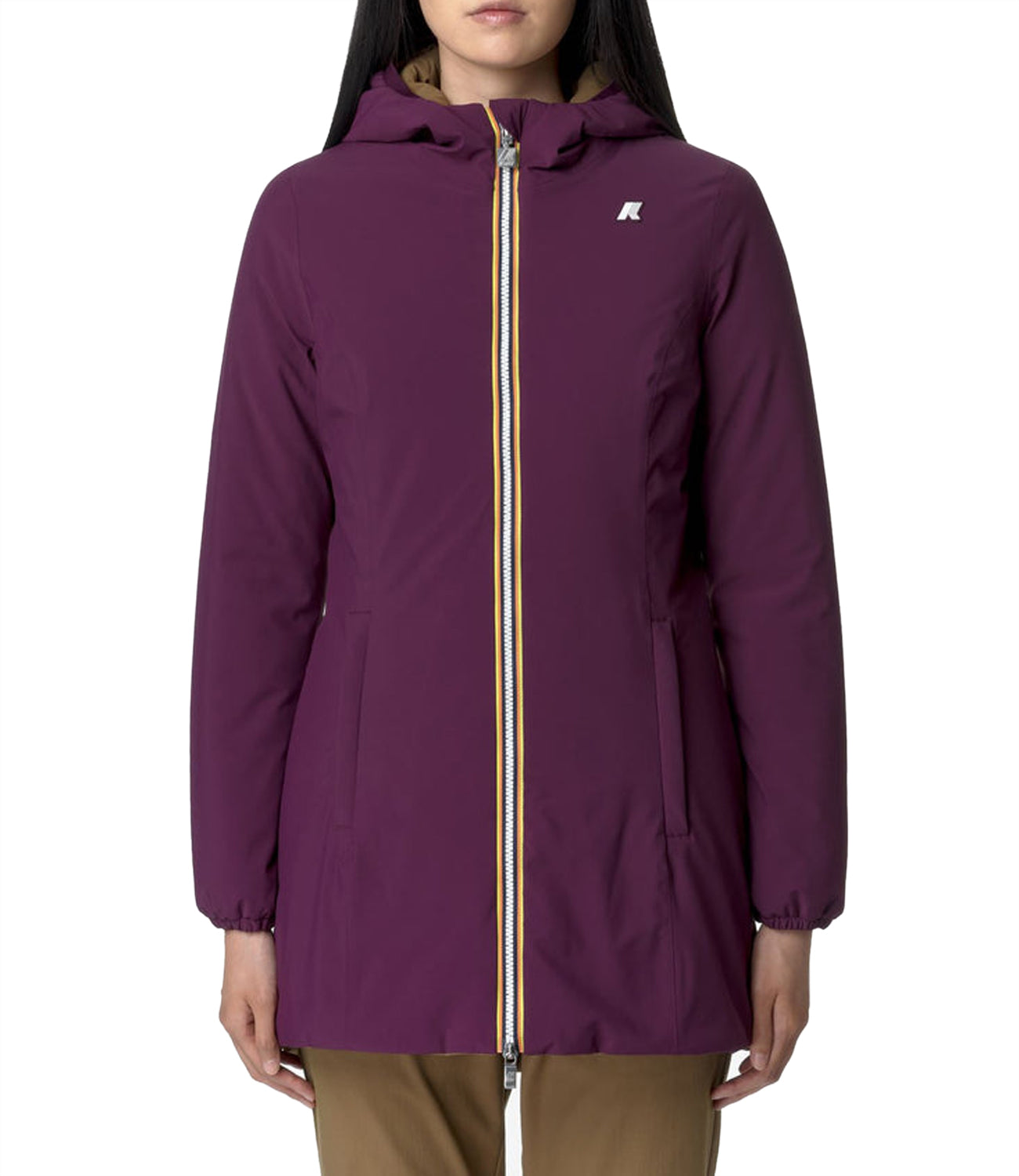 K-Way Giubbino Denise St Warm Double Donna Mod. K6128UW AU9 Violet Dk-Brown C