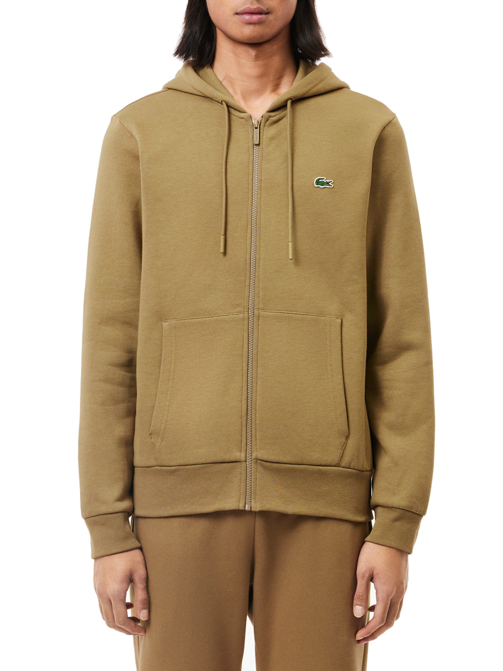 Felpa Zip Lacoste da Uomo - Marrone