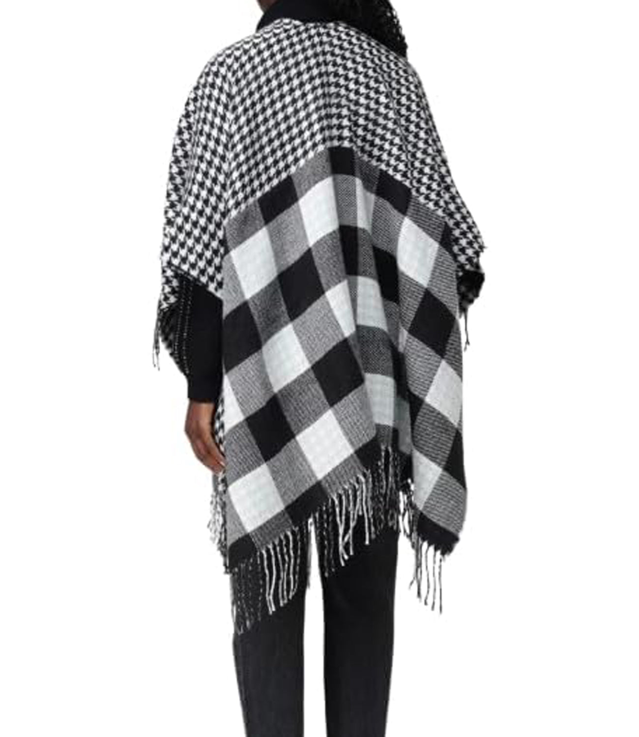 Liu Jo Liu Jo Poncho Poncho Mix Pied De Poule Donna Mod. 2F4021T0300 00054 /nero Bianco